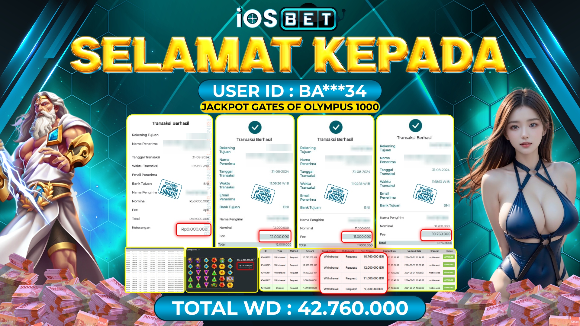 Bukti Pembayaran LUNAS SLOT GAME GACOR Rp.42.760.000,-