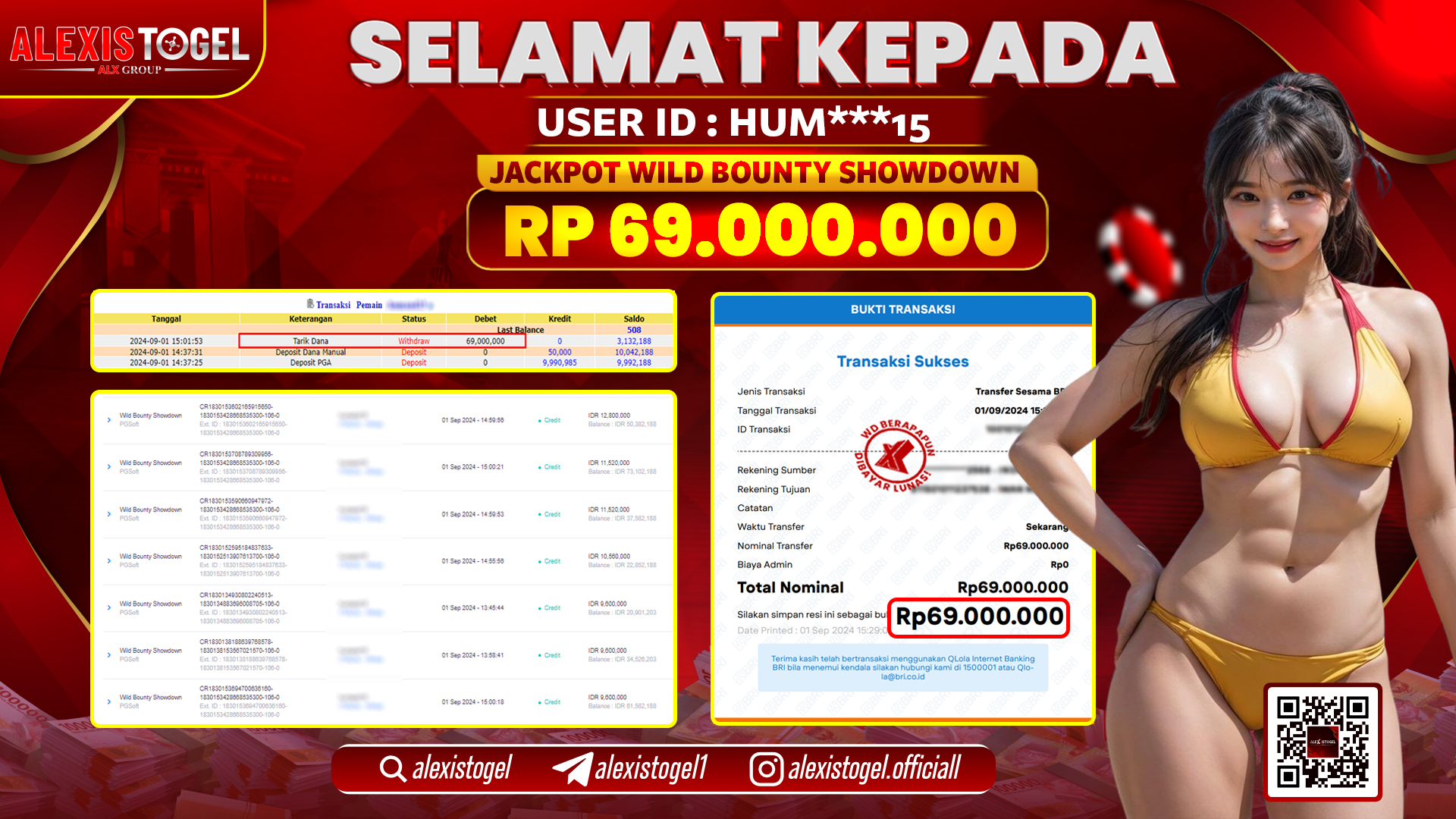 ALEXISTOGEL JACKPOT SLOT WILD BOUNTY RP.69.000.000 LUNAS