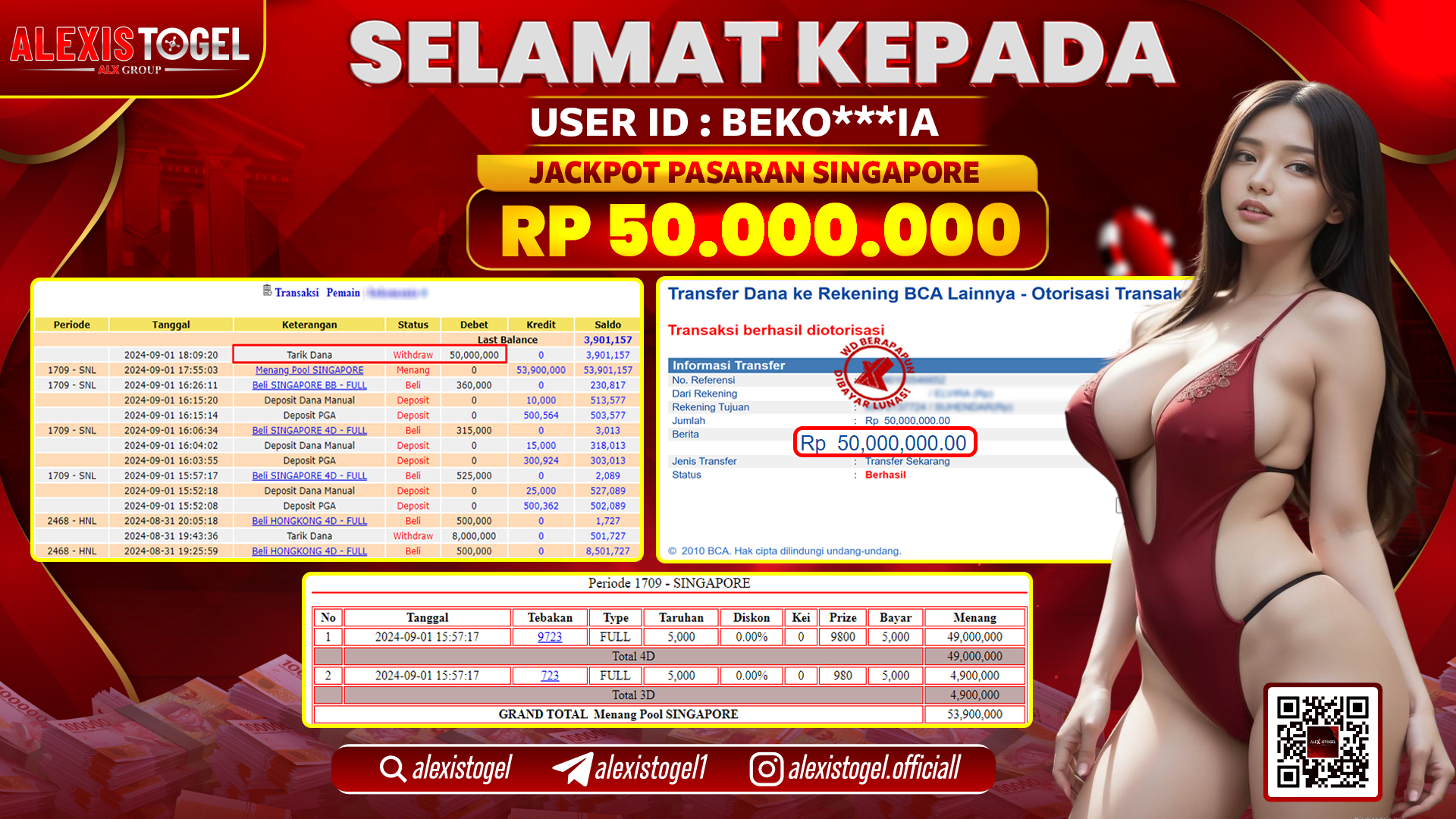 ALEXISTOGEL JACKPOT TOGEL SINGAPORE POOLS RP.50.000.000 LUNAS