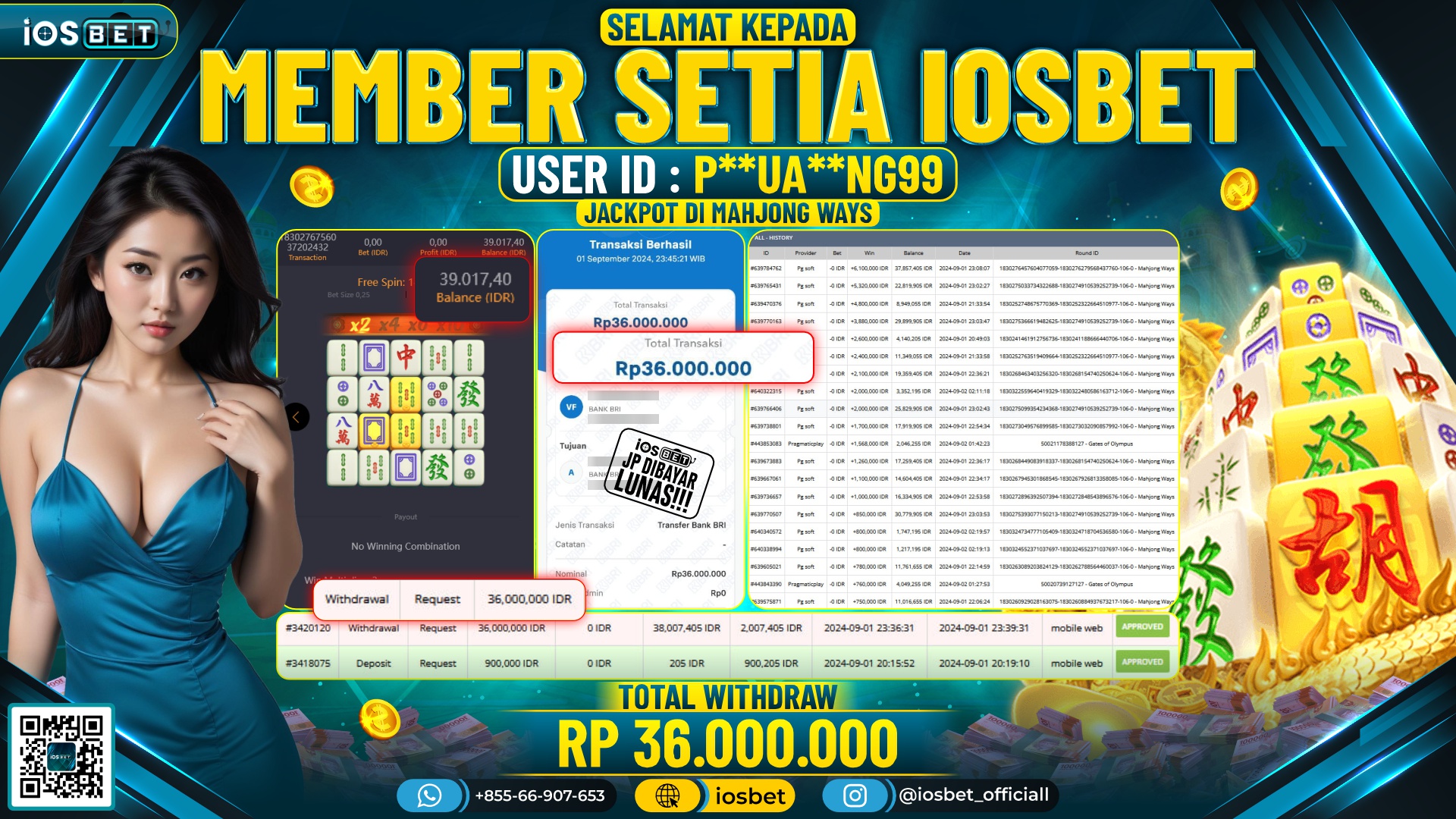 Bukti Pembayaran LUNAS SLOT GAME GACOR Rp.36.000.000,-