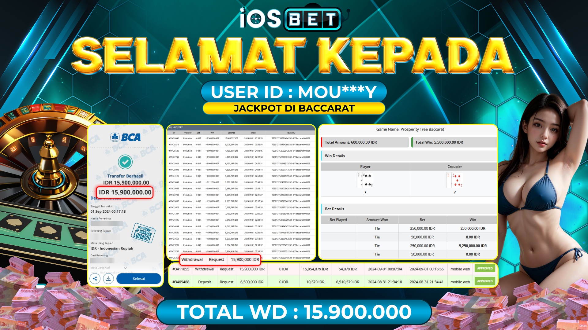 Bukti Pembayaran LUNAS LIVE GAME GACOR Rp.15.900.000,-