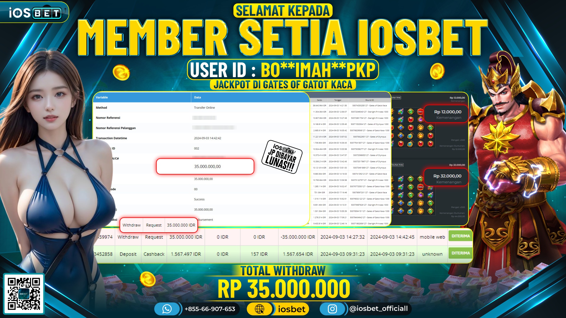 Bukti Pembayaran LUNAS SLOT GAME GACOR Rp.35.000.000,-