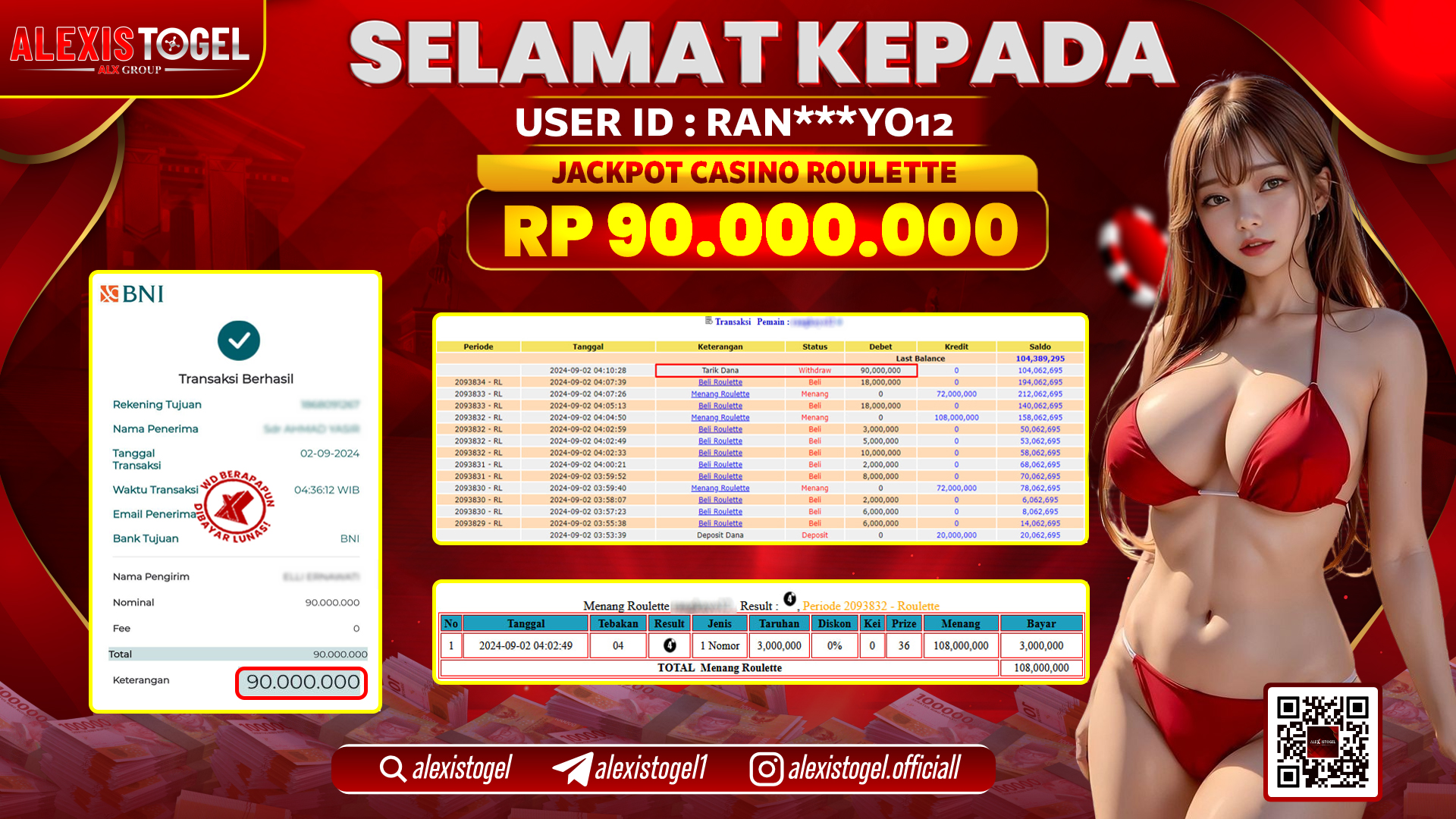 ALEXISTOGEL JACKPOT CASINO ROULETTE RP.90.000.000 LUNAS