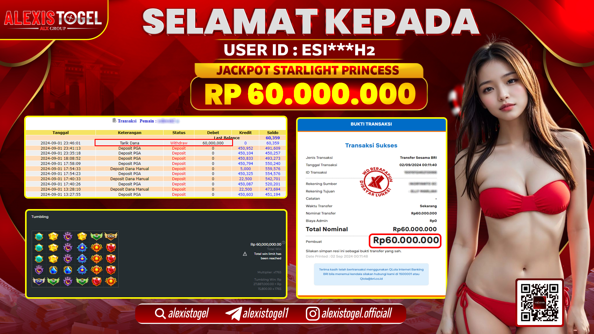 ALEXISTOGEL JACKPOT SLOT STARLIGHT PRINCESS RP.60.000.000 LUNAS