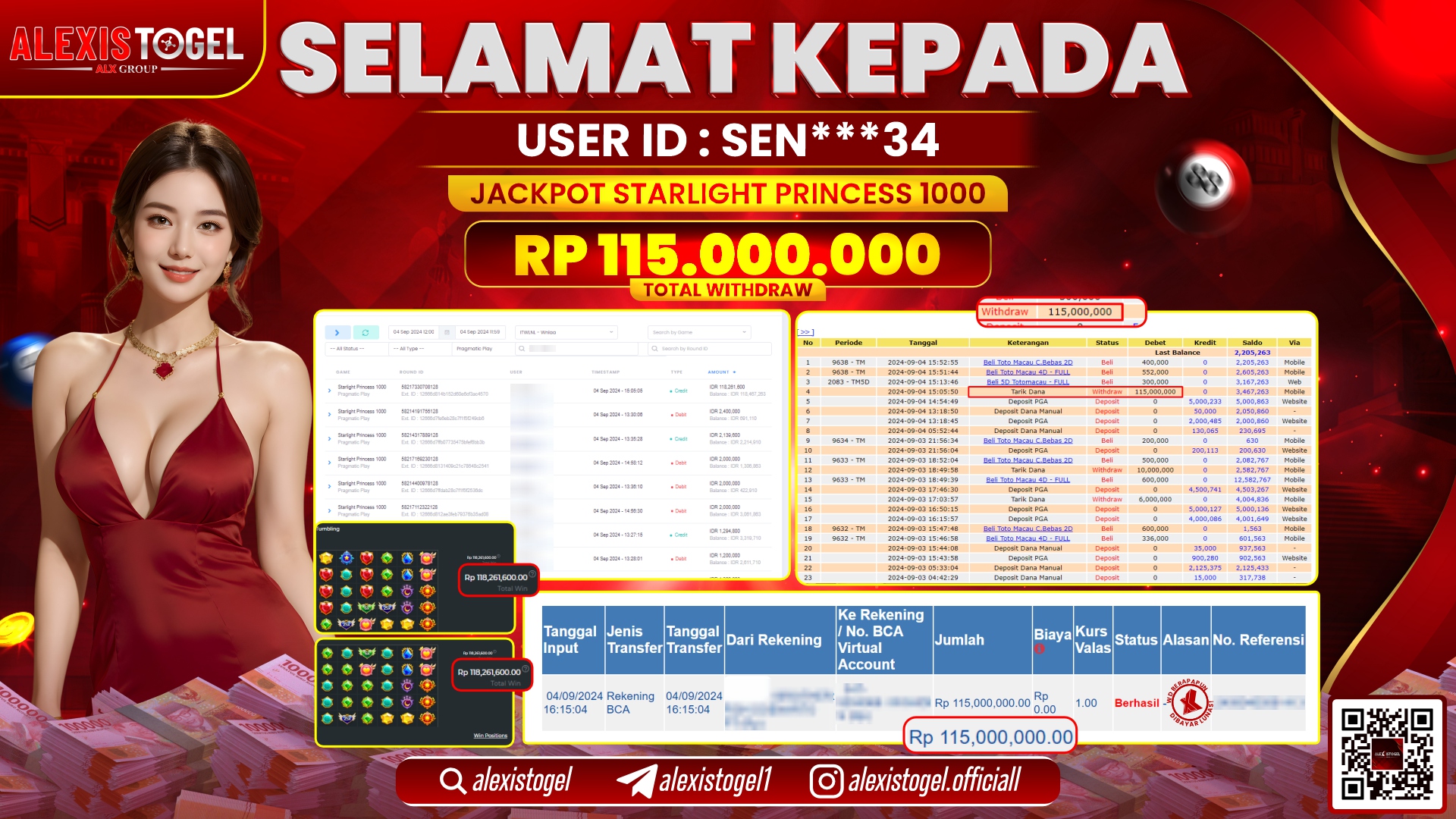 ALEXISTOGEL JACKPOT SLOT STARLIGHT PRINCESS RP.115.000.000 LUNAS