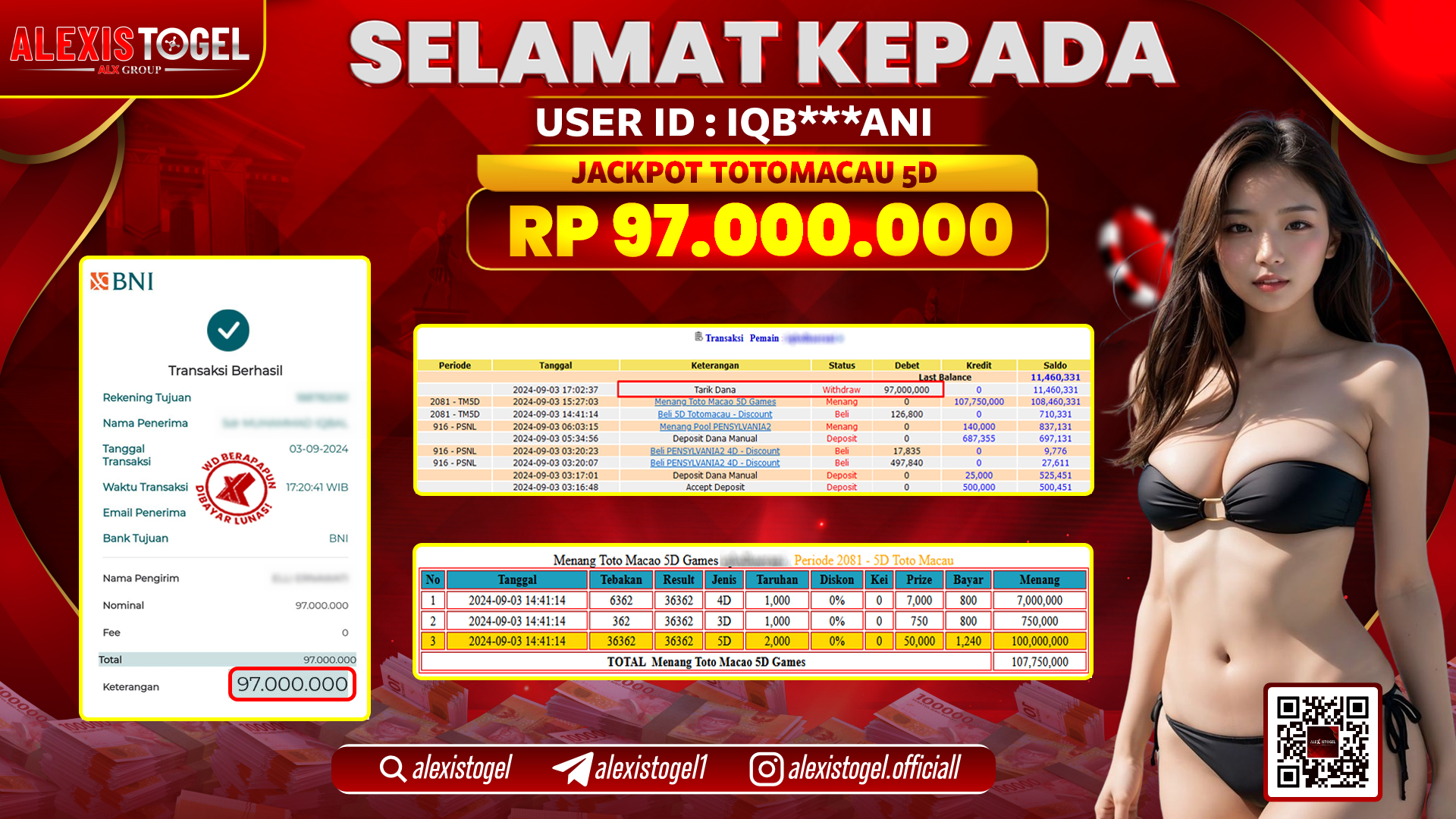 ALEXISTOGEL JACKPOT TOGEL TOTOMACAU POOLS RP.97.000.000 LUNAS