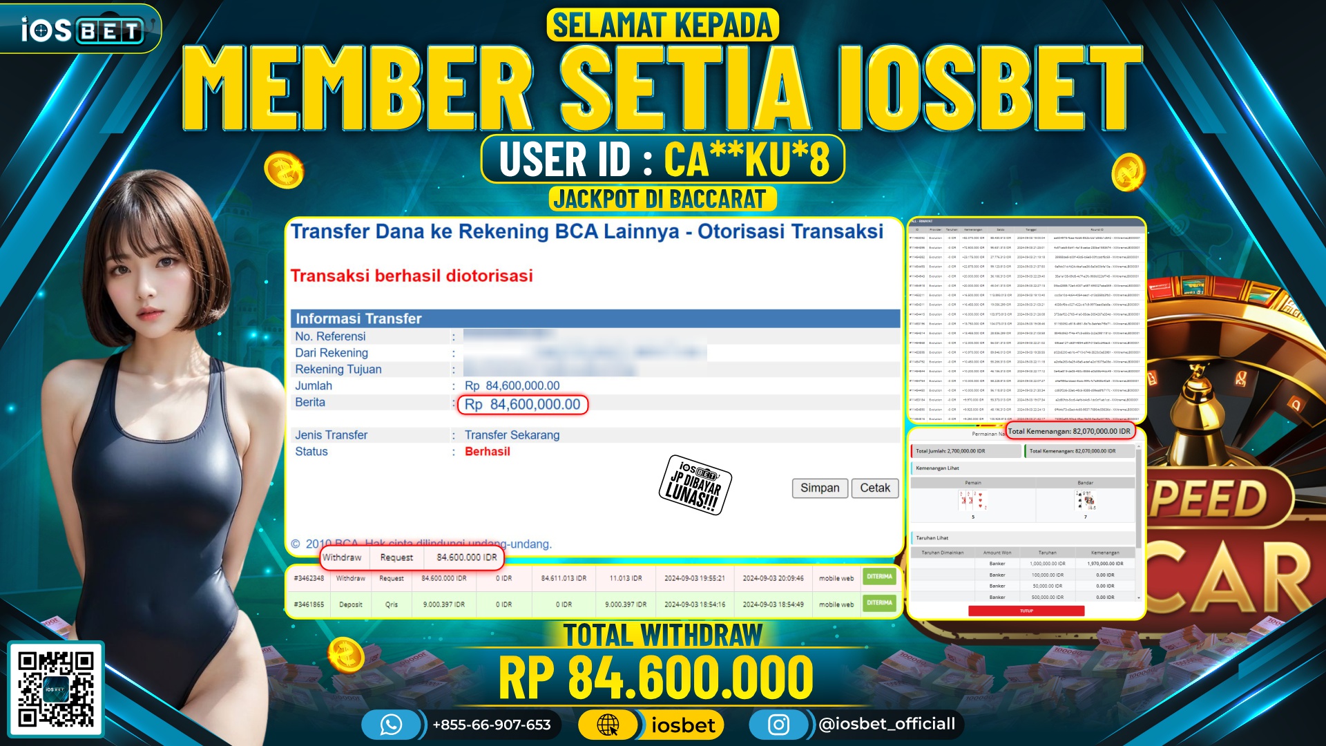 Bukti Pembayaran LUNAS LIVE GAME GACOR Rp.84.600.000,-
