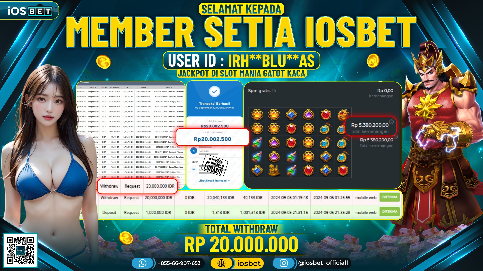 Bukti Pembayaran LUNAS SLOT GAME GACOR Rp.20.000.000,-