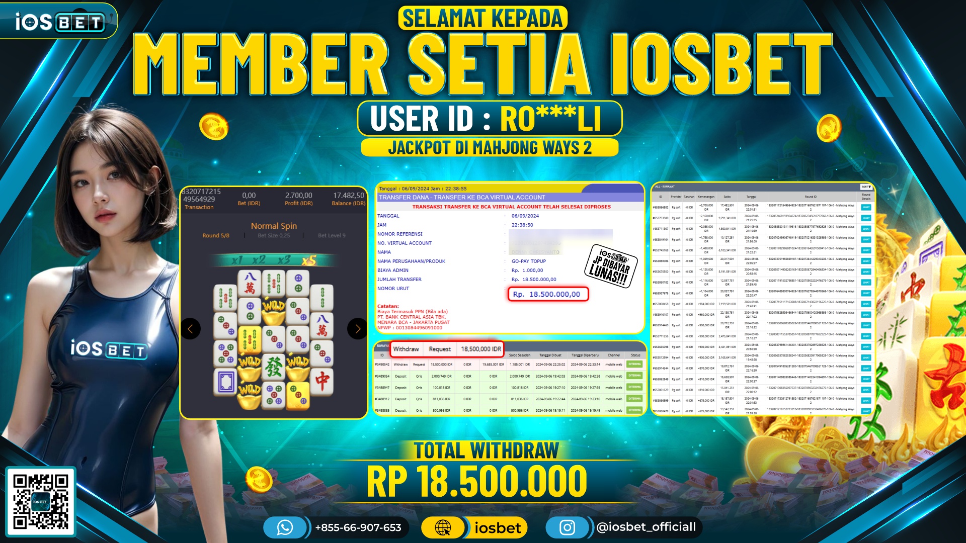 Bukti Pembayaran LUNAS SLOT GAME GACOR Rp.18.500.000,-