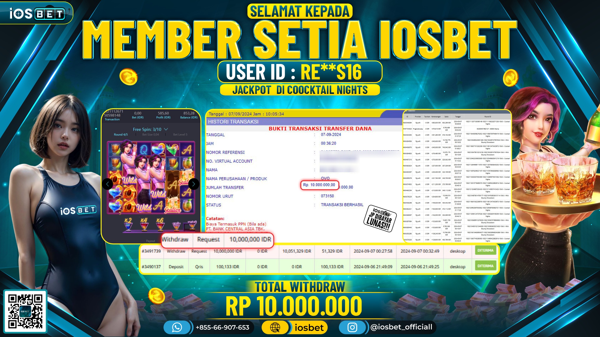 Bukti Pembayaran LUNAS SLOT GAME GACOR Rp.10.000.000,-