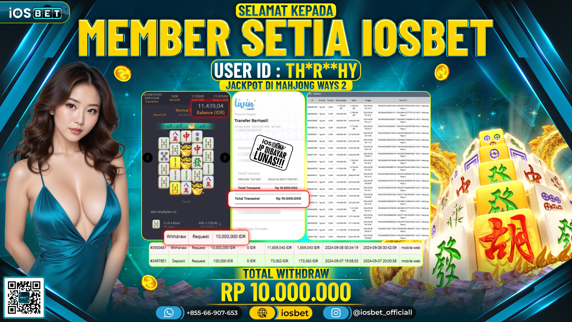 Bukti Pembayaran LUNAS SLOT GAME GACOR Rp.10.000.000,-