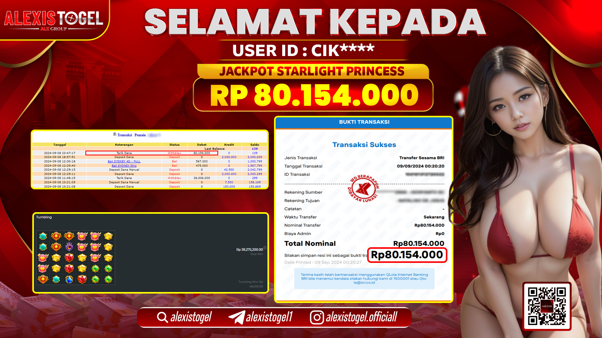 ALEXISTOGEL JACKPOT SLOT STARLIGHT PRINCESS RP.80.154.000 LUNAS