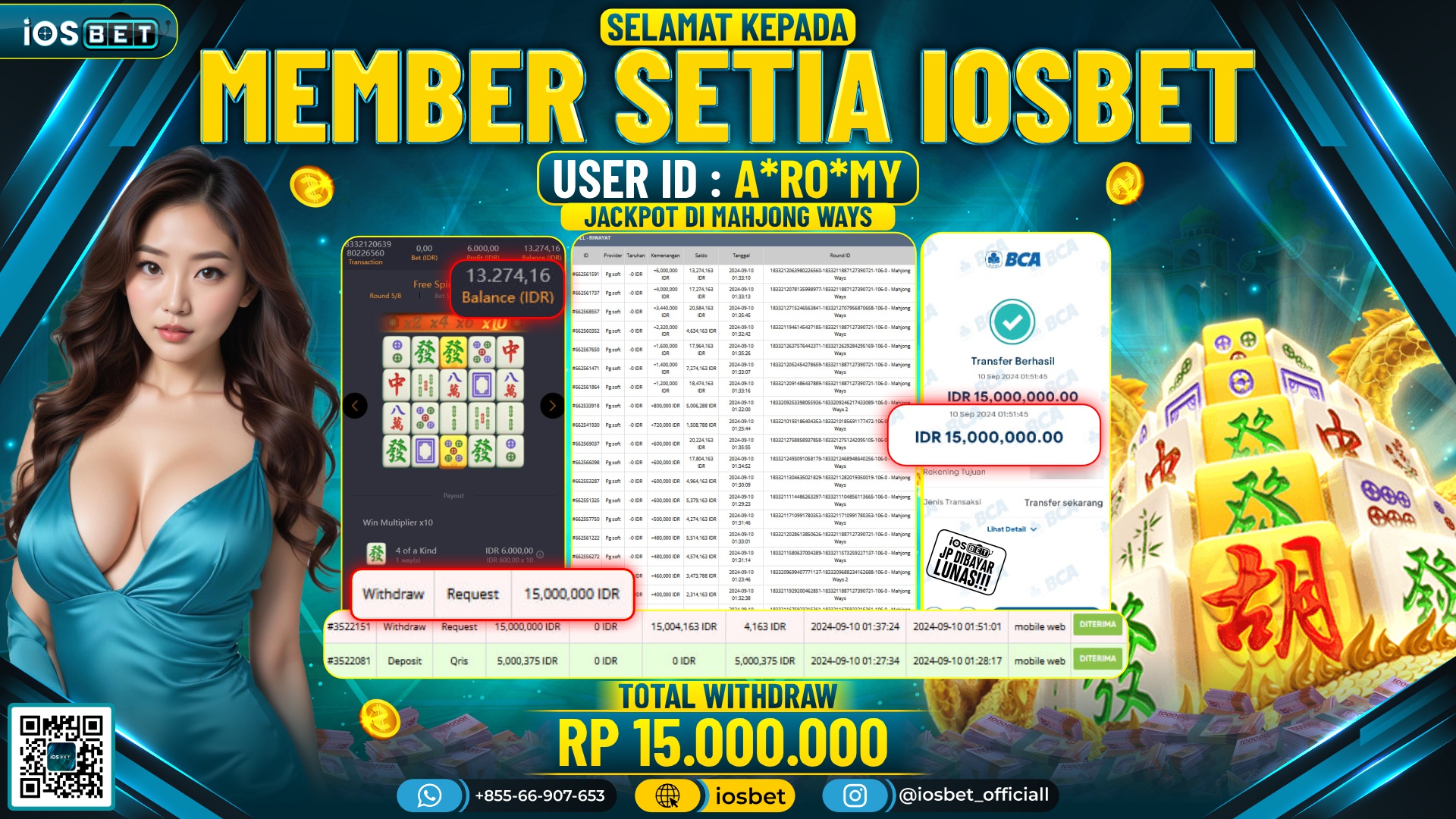 Bukti Pembayaran LUNAS SLOT GAME GACOR Rp.15.000.000,-