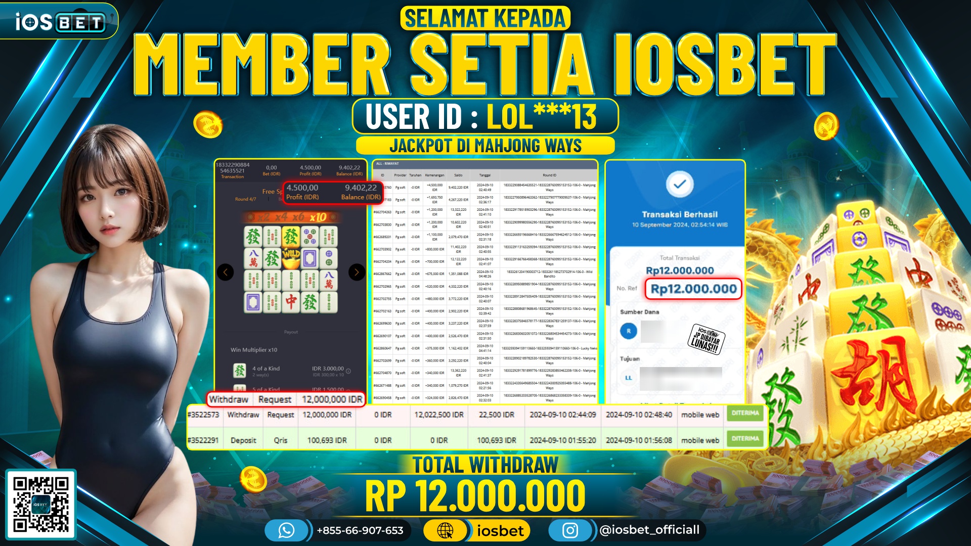 Bukti Pembayaran LUNAS SLOT GAME GACOR Rp.12.000.000,-