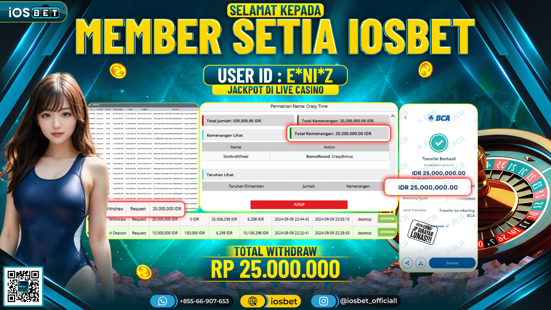 Bukti Pembayaran LUNAS LIVE GAME GACOR Rp.25.000.000,-