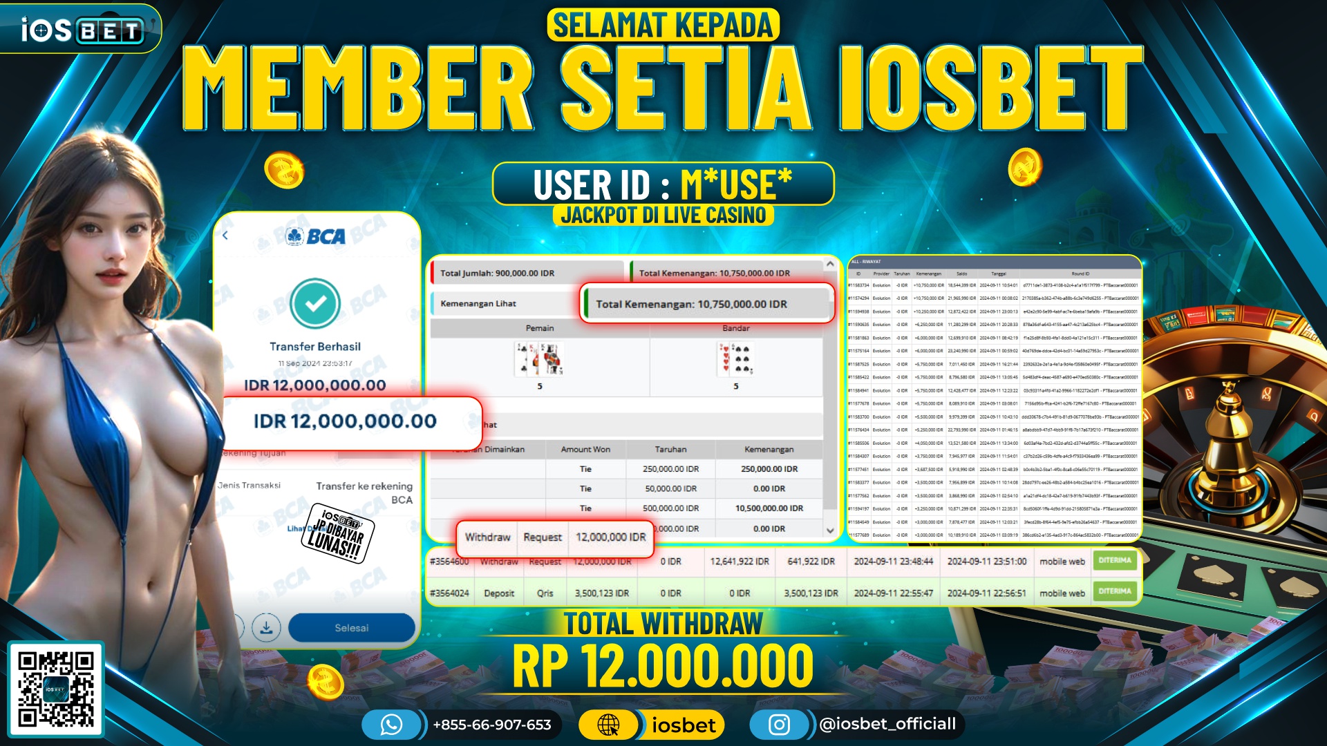 Bukti Pembayaran LUNAS LIVE GAME GACOR Rp.12.000.000,-
