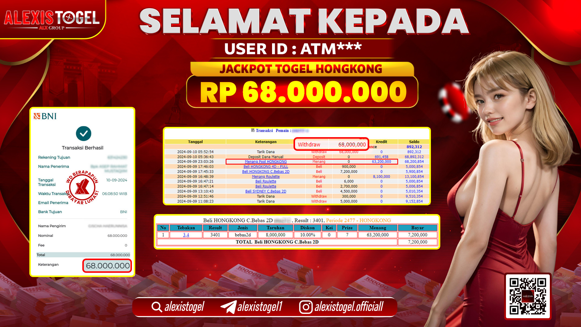 ALEXISTOGEL JACKPOT TOGEL HONGKONG POOLS RP.68.000.000 LUNAS