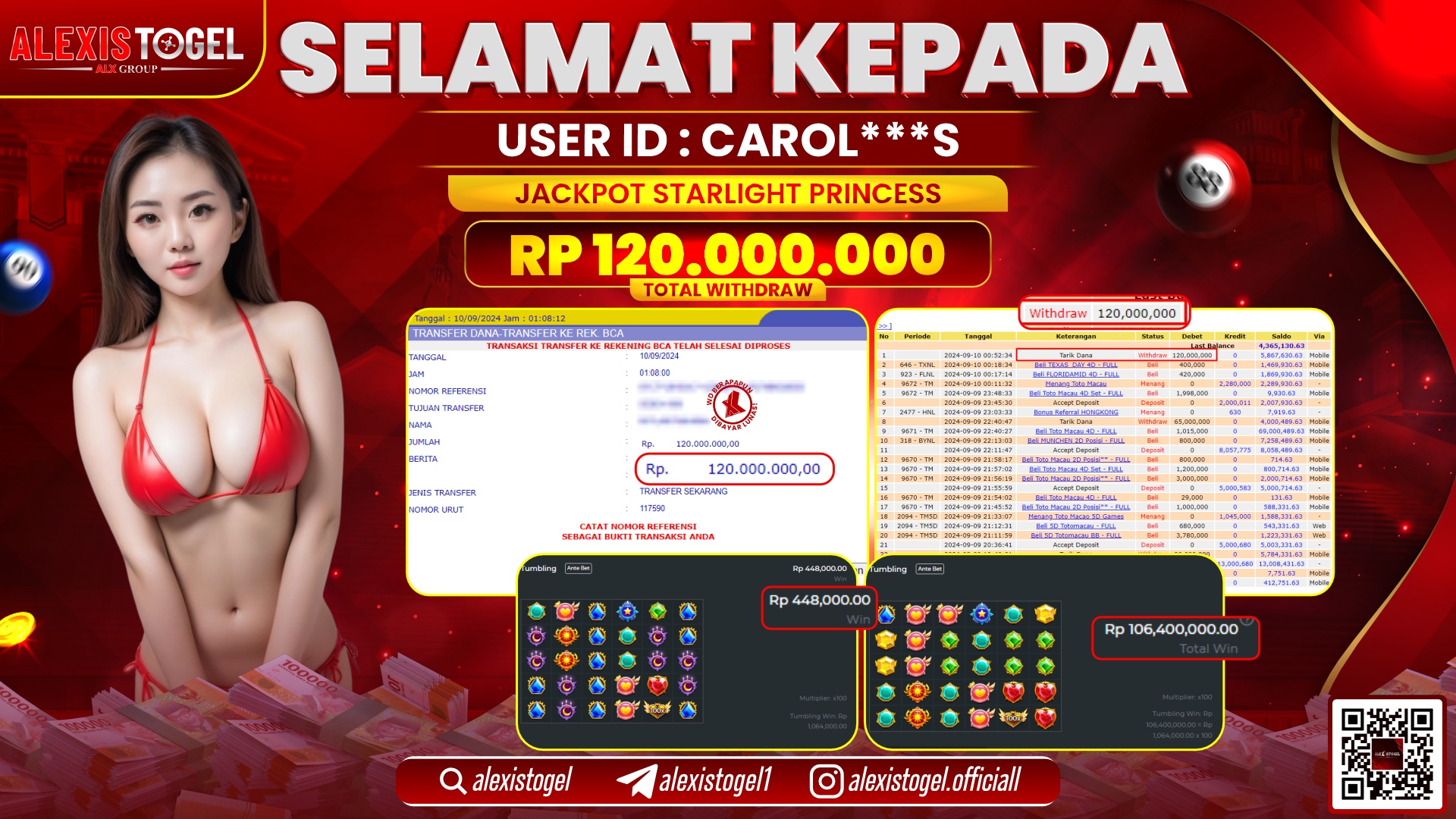 ALEXISTOGEL JACKPOT SLOT STARLIGHT PRINCESS RP.120.000.000 LUNAS