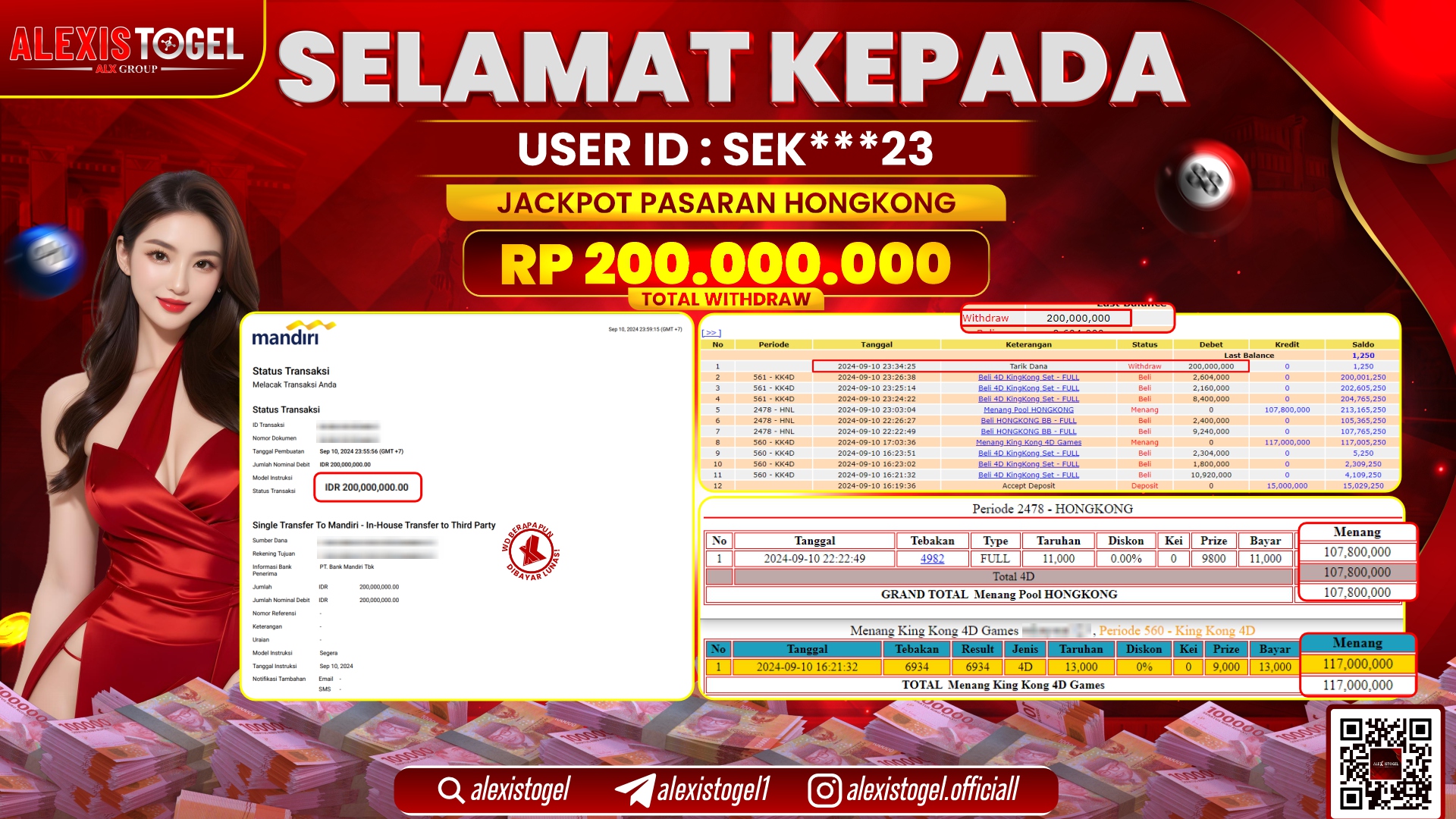 ALEXISTOGEL JACKPOT TOGEL HONGKONG POOLS RP.200.000.000 LUNAS