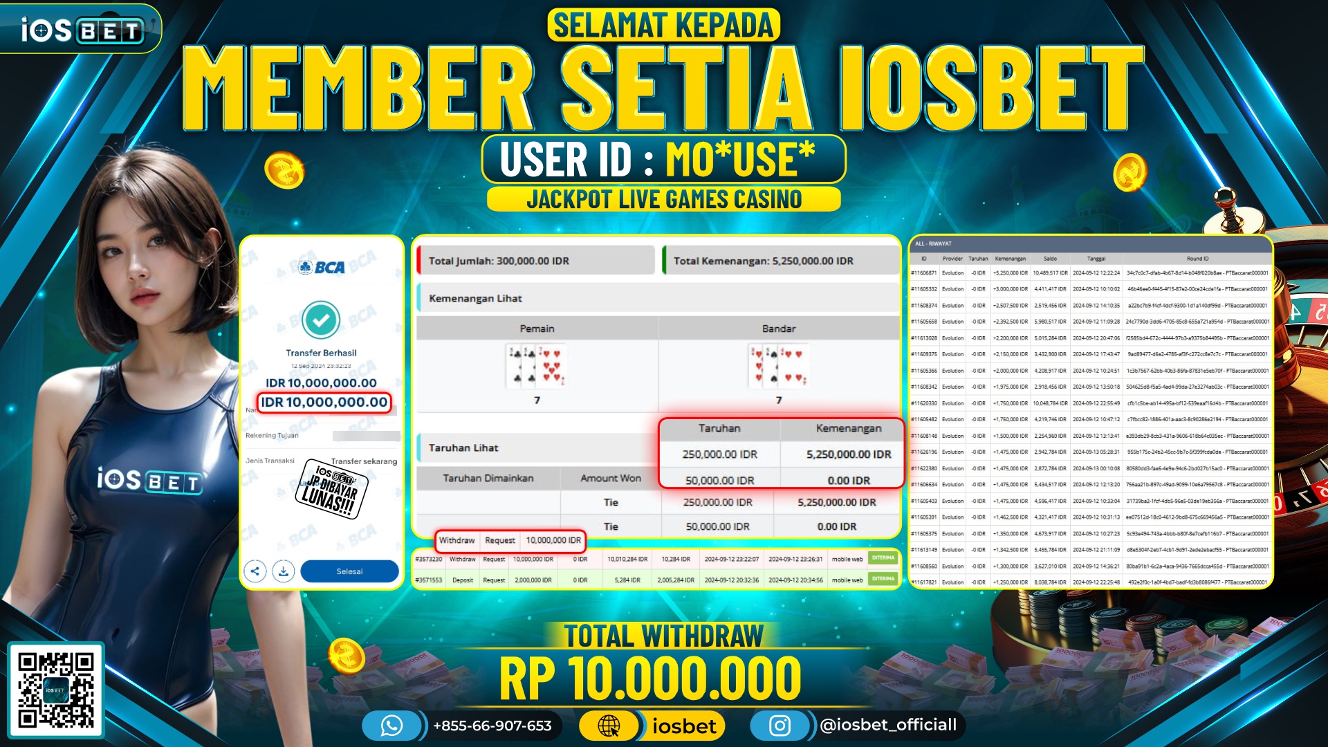 Bukti Pembayaran LUNAS LIVE GAME GACOR Rp.10.000.000,-