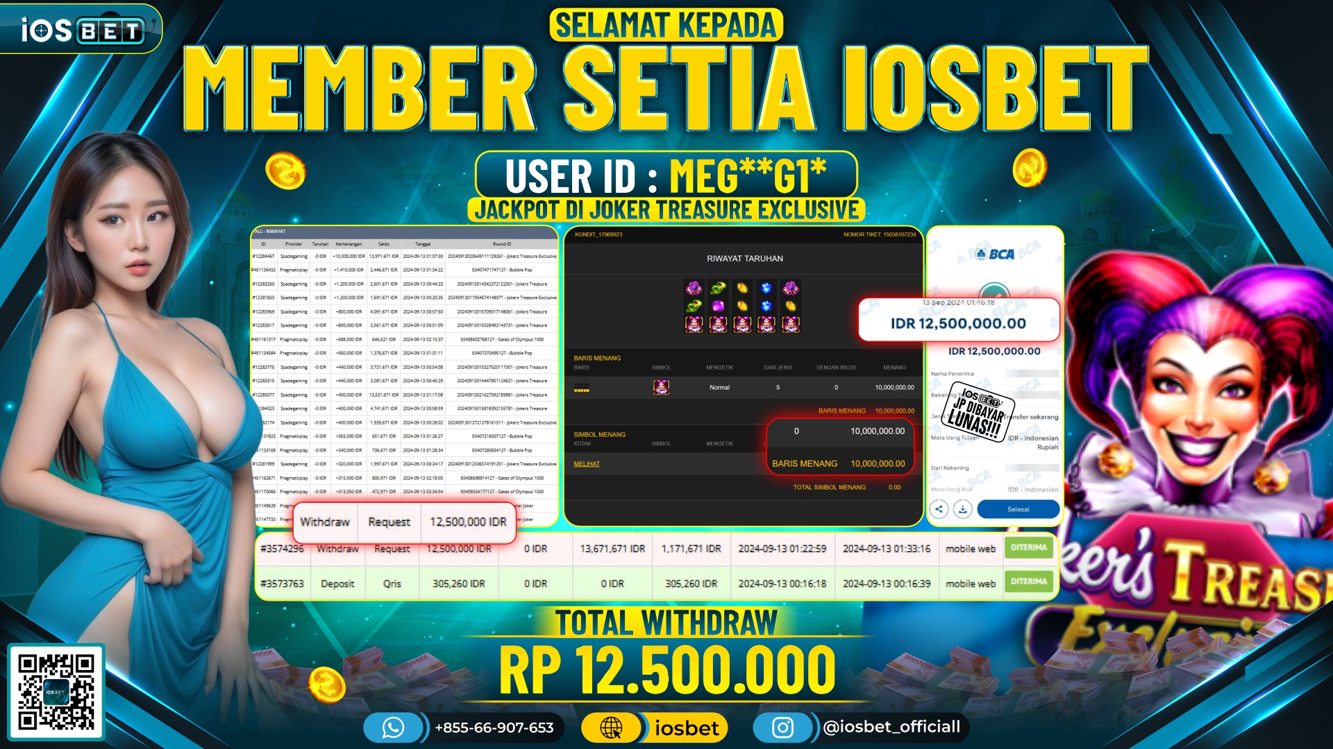 Bukti Pembayaran LUNAS SLOT GAME GACOR Rp.12.500.000,-