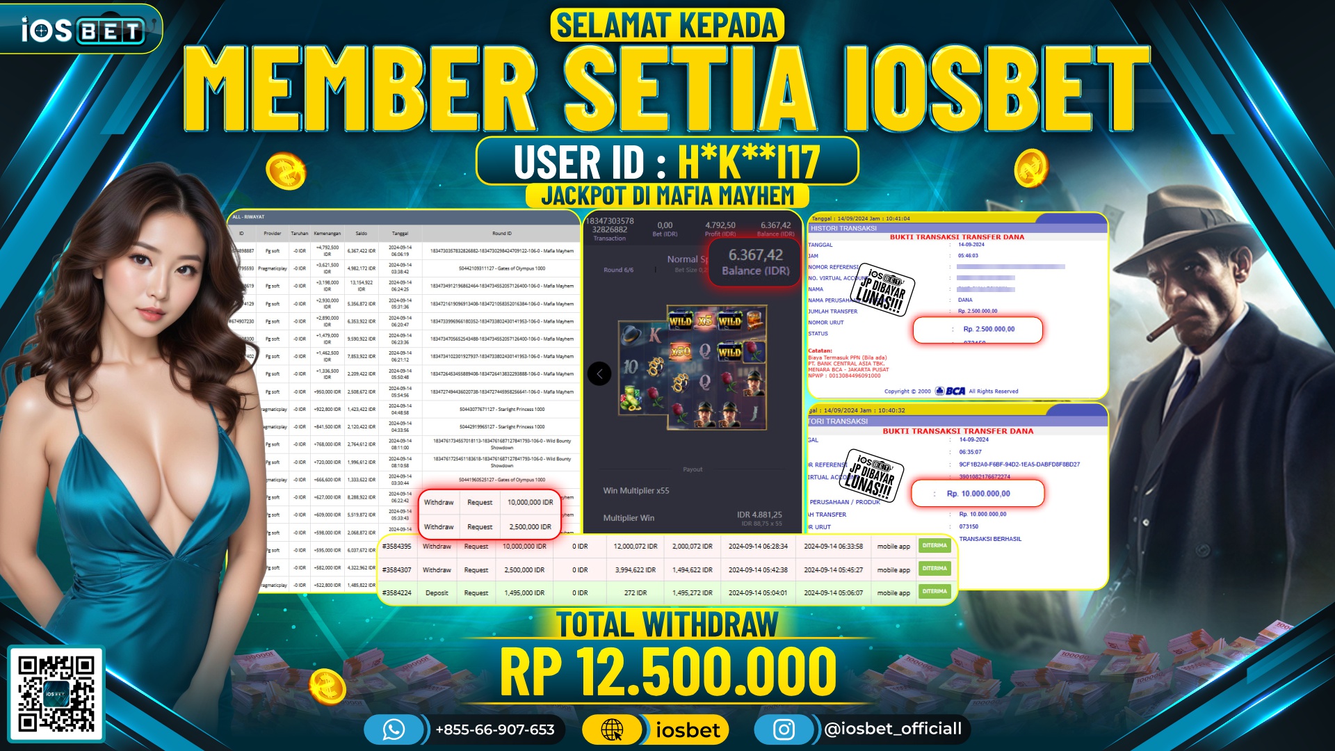 Bukti Pembayaran LUNAS SLOT GAME GACOR Rp.12.500.000,-