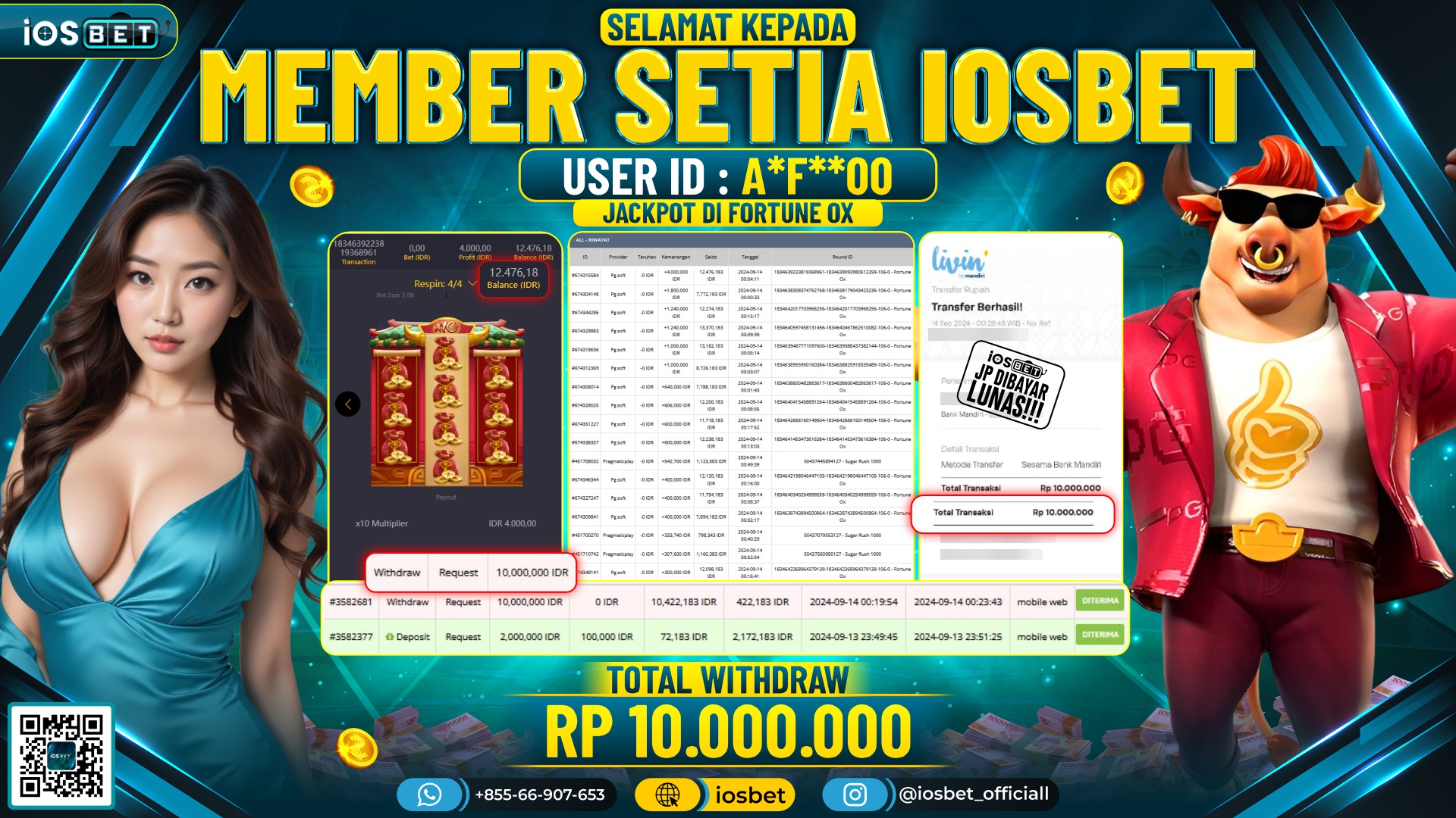 Bukti Pembayaran LUNAS SLOT GAME GACOR Rp.10.000.000,-
