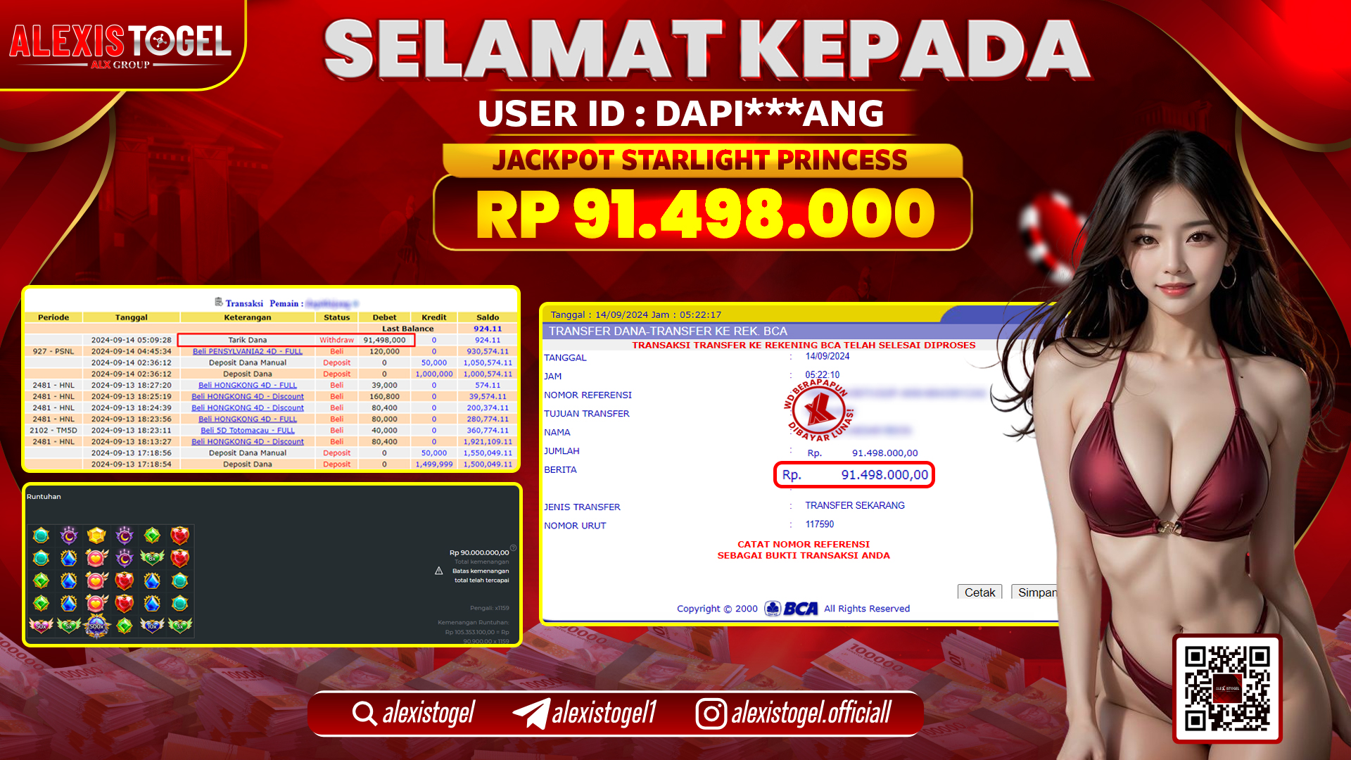 ALEXISTOGEL JACKPOT SLOT STARLIGHT PRINCESS RP.91.498.000LUNAS