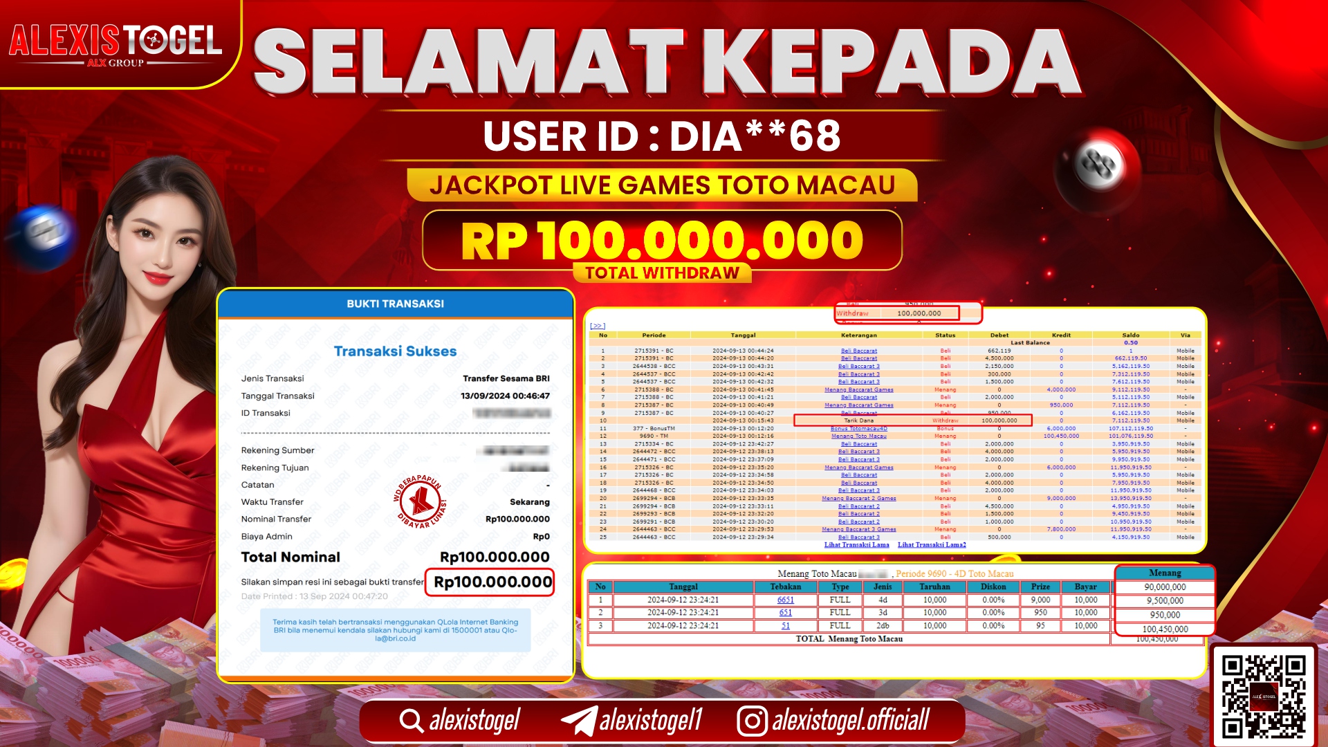 ALEXISTOGEL JACKPOT LIVE GAMES TOTOMACAU  RP.100.000.000 LUNAS