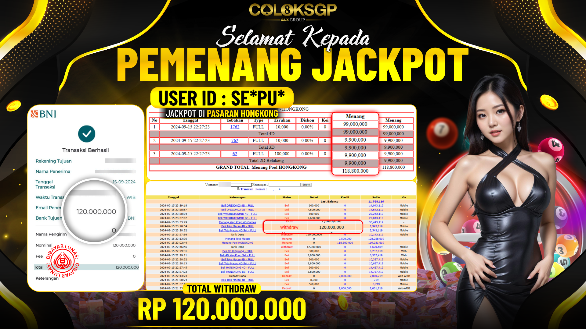 COLOKSGP JACKPOT HONGKONG POOLS RP 120.000.000 LUNAS