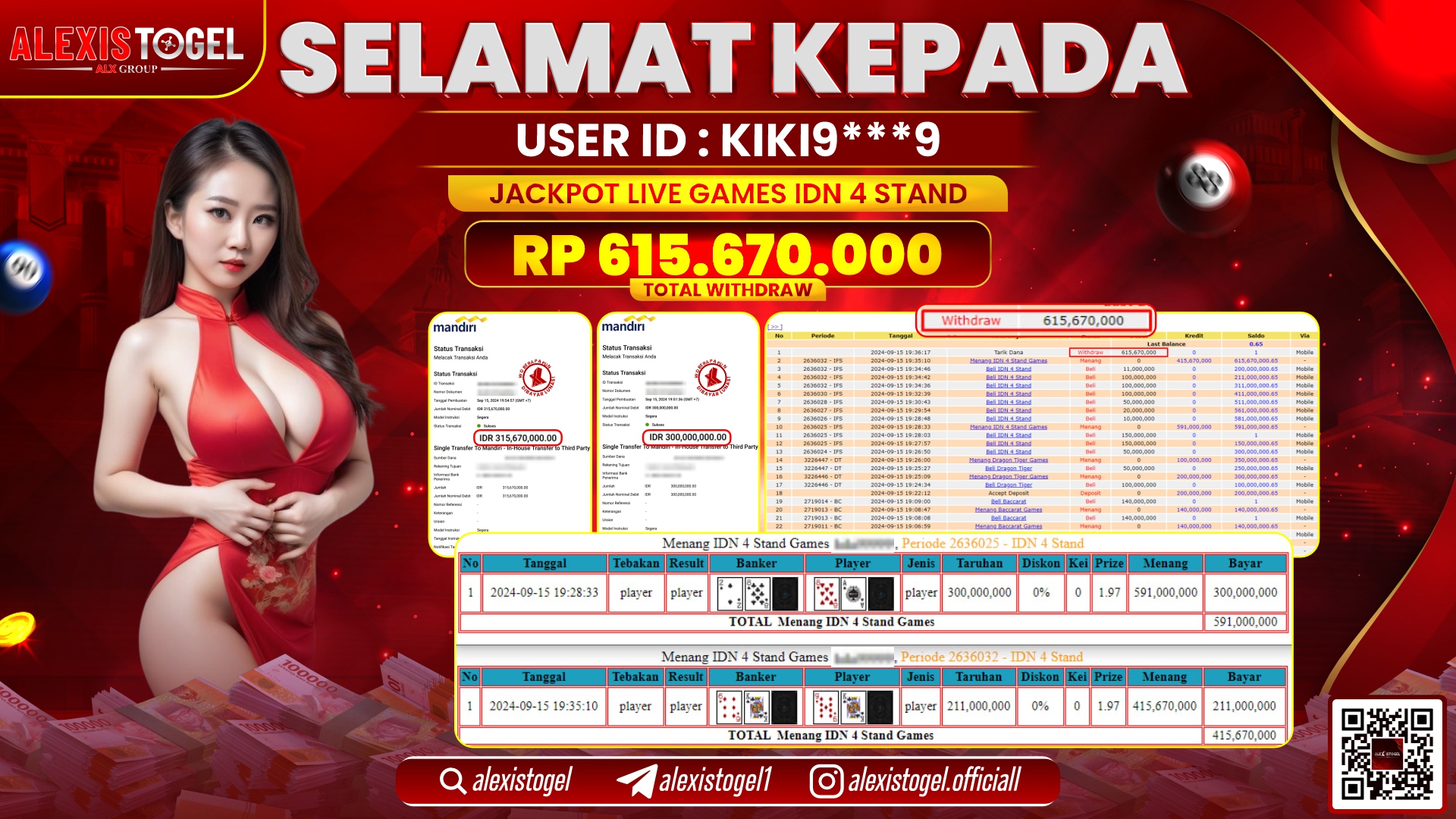 ALEXISTOGEL JACKPOT LIVE GAMES IDN 4 STAND RP.615.670.000 LUNAS