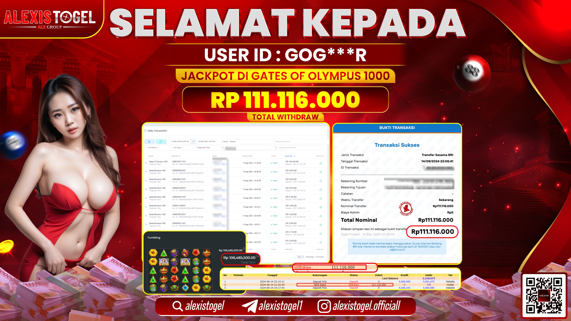 ALEXISTOGEL JACKPOT SLOT GATES OF OLYMPUS RP.111.116.000 LUNAS