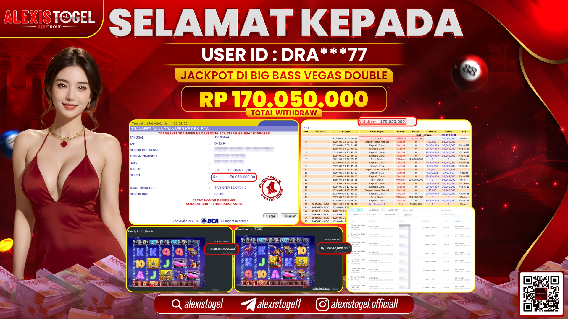 ALEXISTOGEL JACKPOT SLOT BIG BASS VEGAS RP.170.050.000 LUNAS