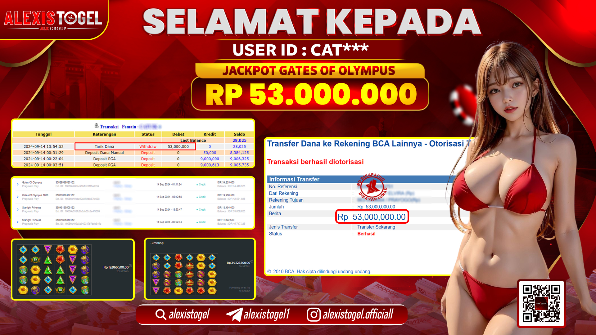 ALEXISTOGEL JACKPOT SLOT GATES OF OLYMPUS RP.53.000.000 LUNAS