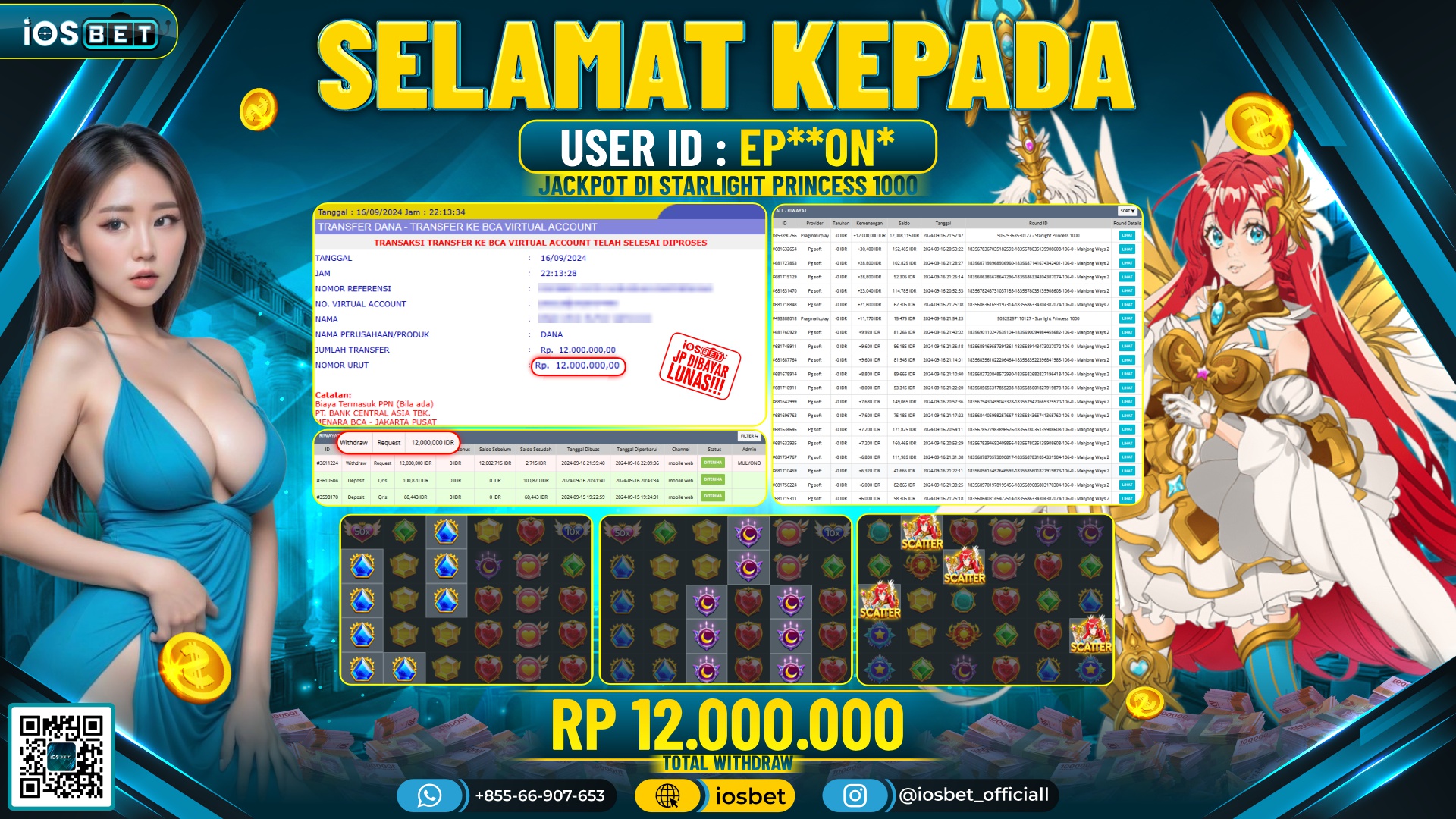 Bukti Pembayaran LUNAS SLOT GAME GACOR Rp.12.000.000,-