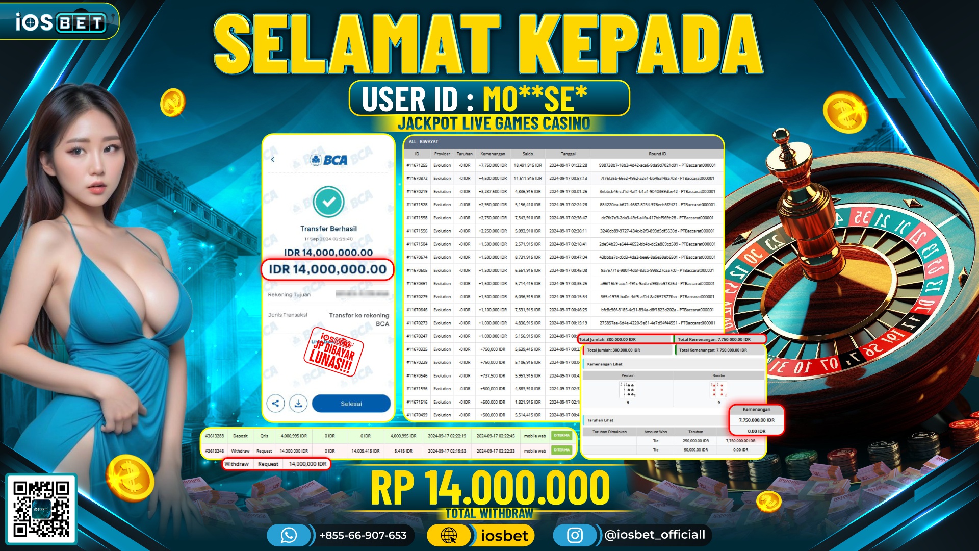 Bukti Pembayaran LUNAS LIVE GAME GACOR Rp.14.000.000,-
