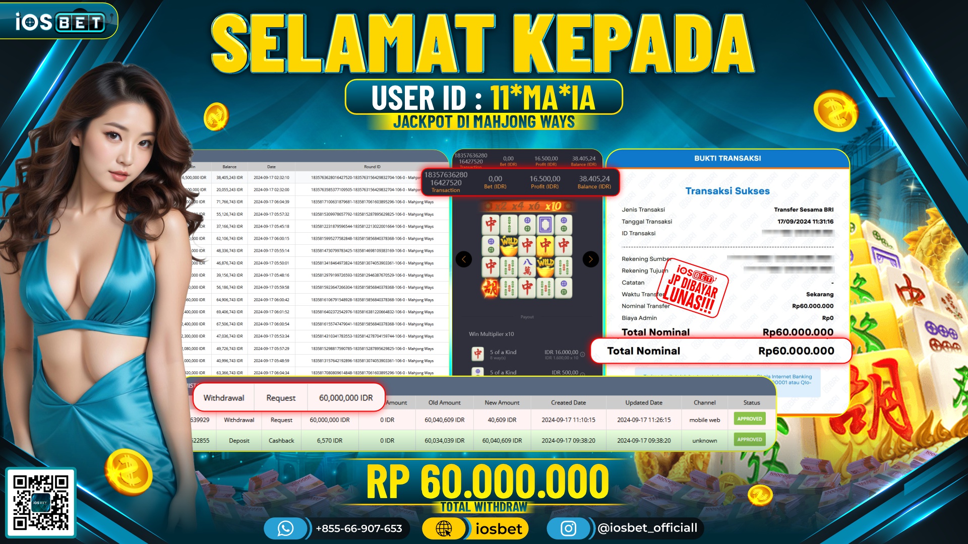 Bukti Pembayaran LUNAS SLOT GAME GACOR Rp.60.000.000,-