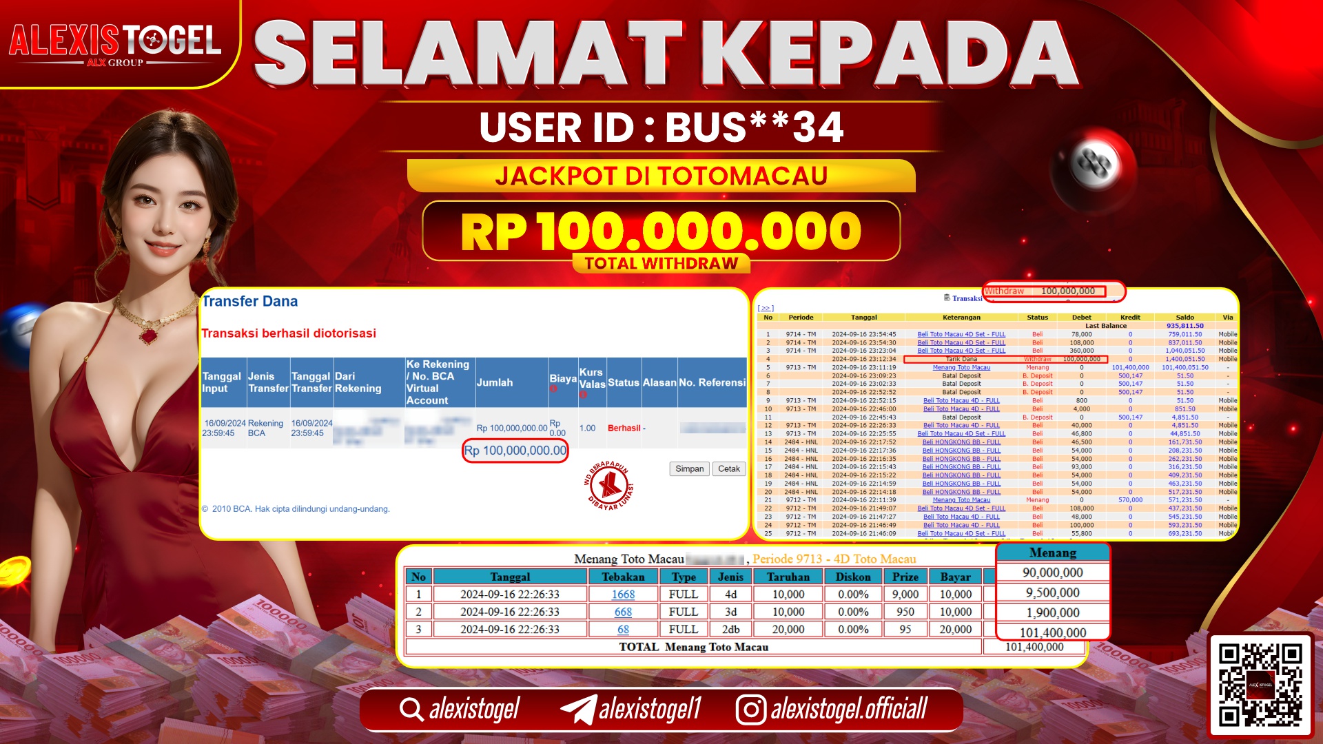 ALEXISTOGEL JACKPOT TOGEL TOTOMACAU POOLS RP.100.000.000 LUNAS