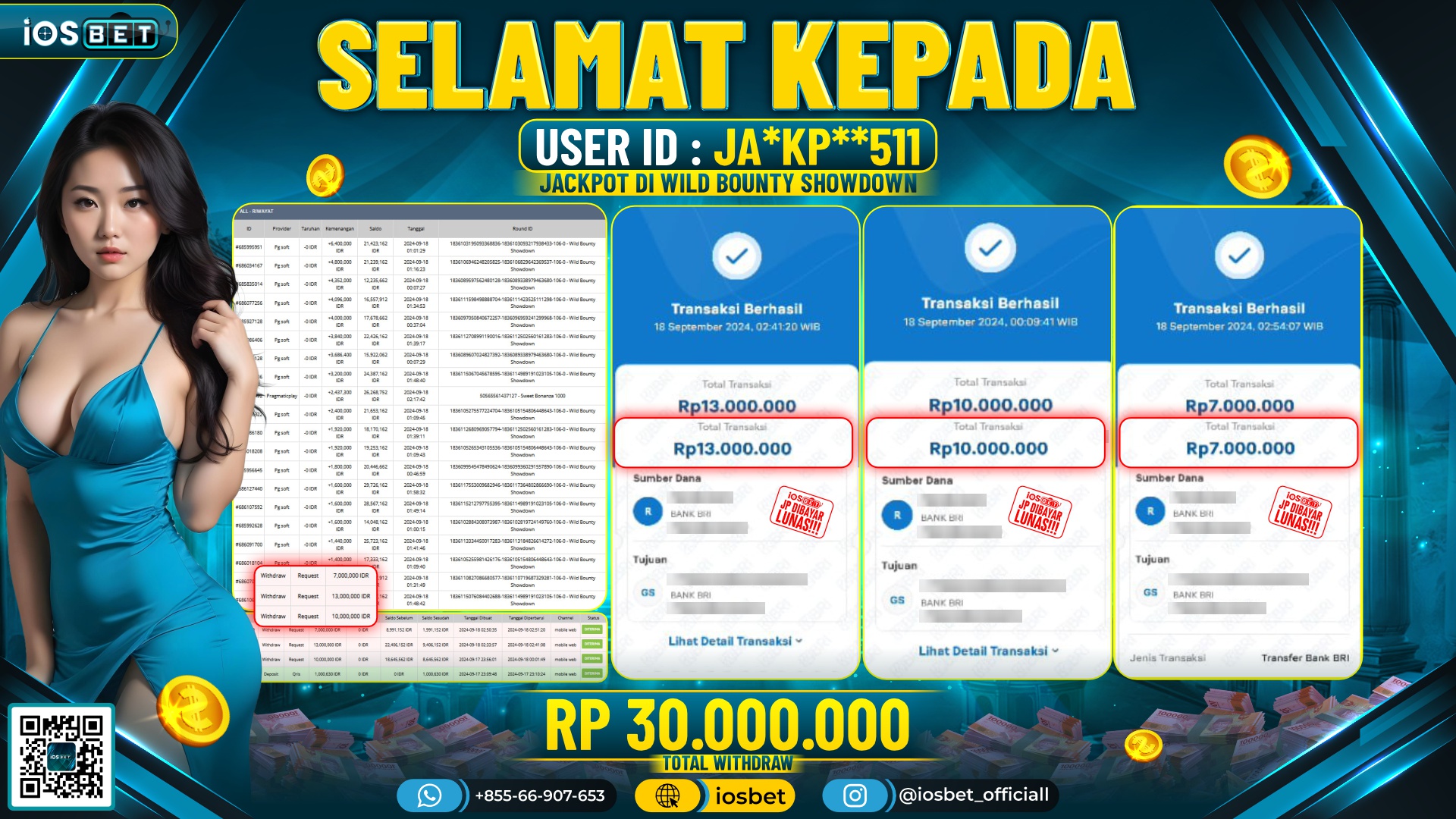 Bukti Pembayaran LUNAS SLOT GAME GACOR Rp.30.000.000,-
