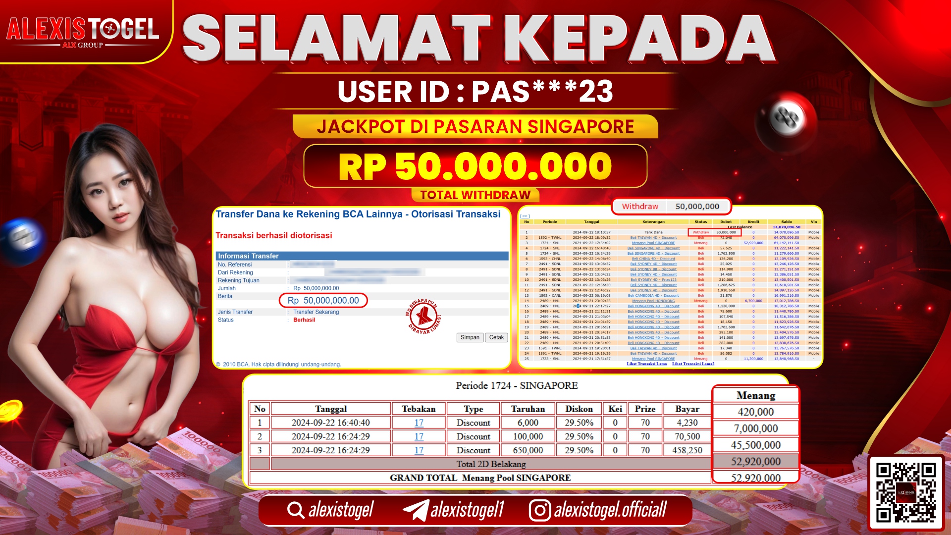 ALEXISTOGEL JACKPOT TOGEL SINGAPORE POOLS RP.50.000.000 LUNAS