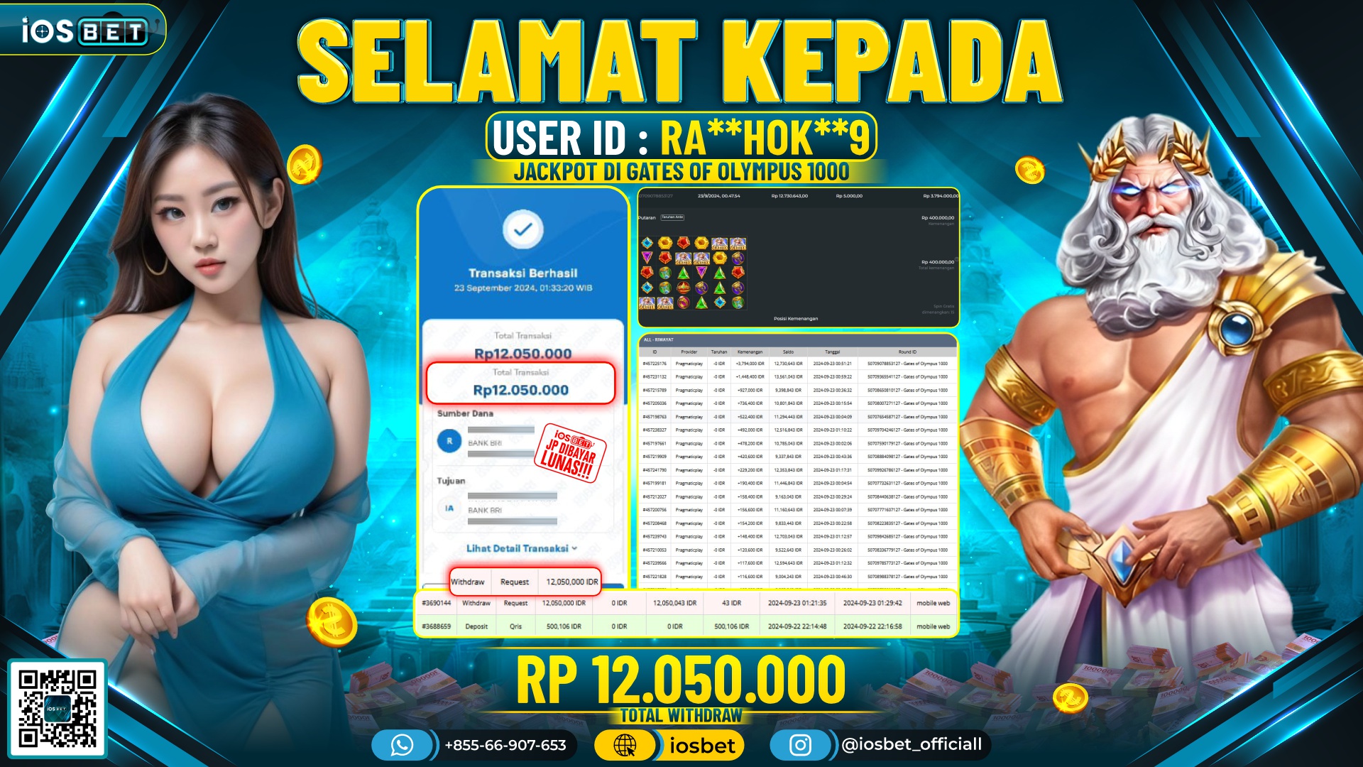 Bukti Pembayaran LUNAS SLOT GAME GACOR Rp.12.050.000,-
