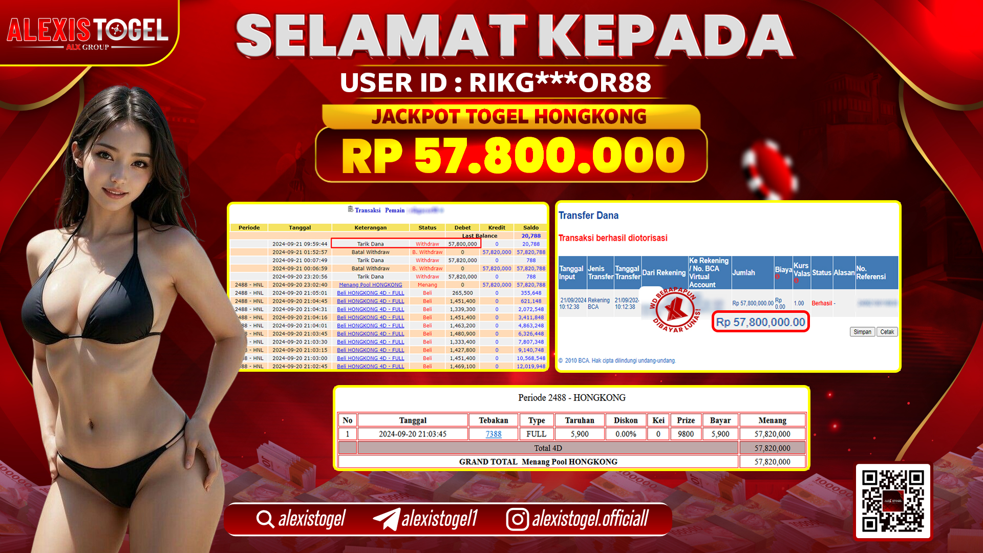 ALEXISTOGEL JACKPOT TOGEL HONGKONG POOLS RP.57.800.000 LUNAS