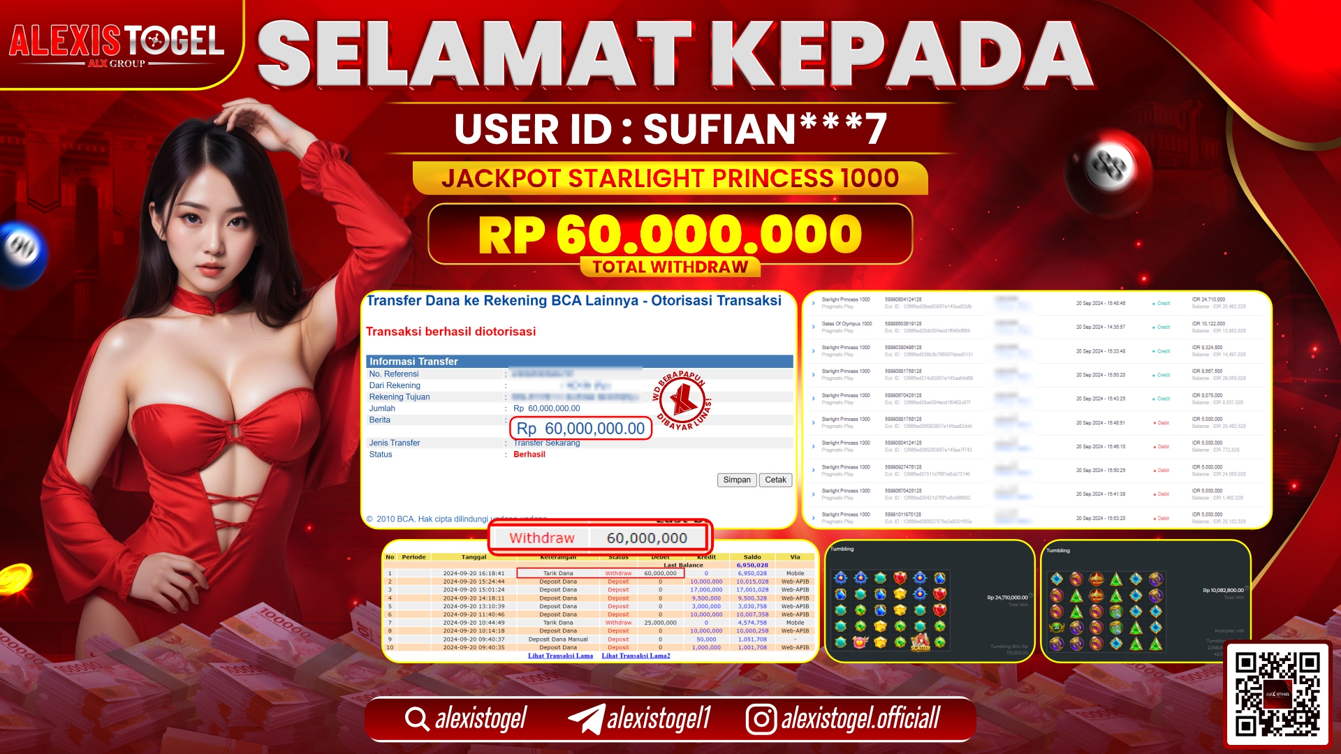 ALEXISTOGEL JACKPOT SLOT STARLIGHT PRINCESS RP.60.000.000 LUNAS