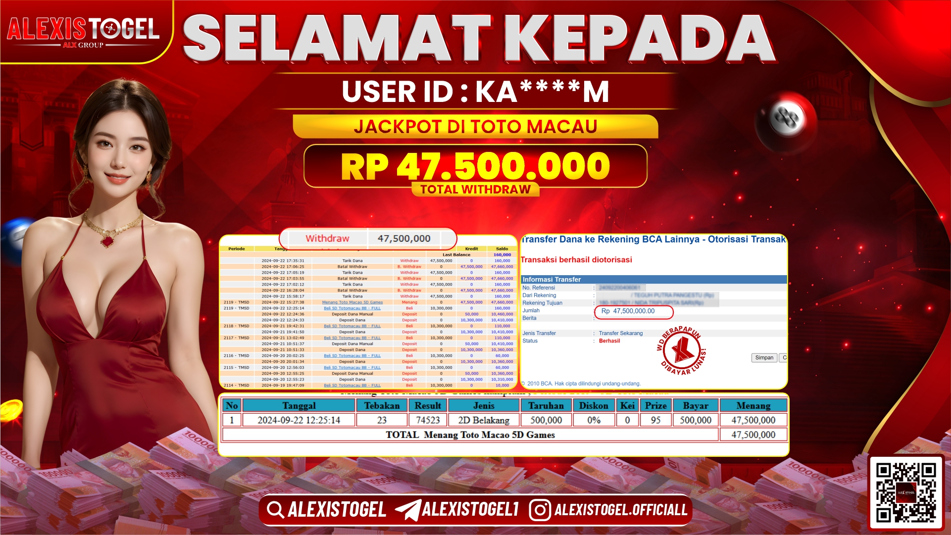 ALEXISTOGEL JACKPOT TOGEL TOTOMACAU POOLS RP.47.500.000 LUNAS