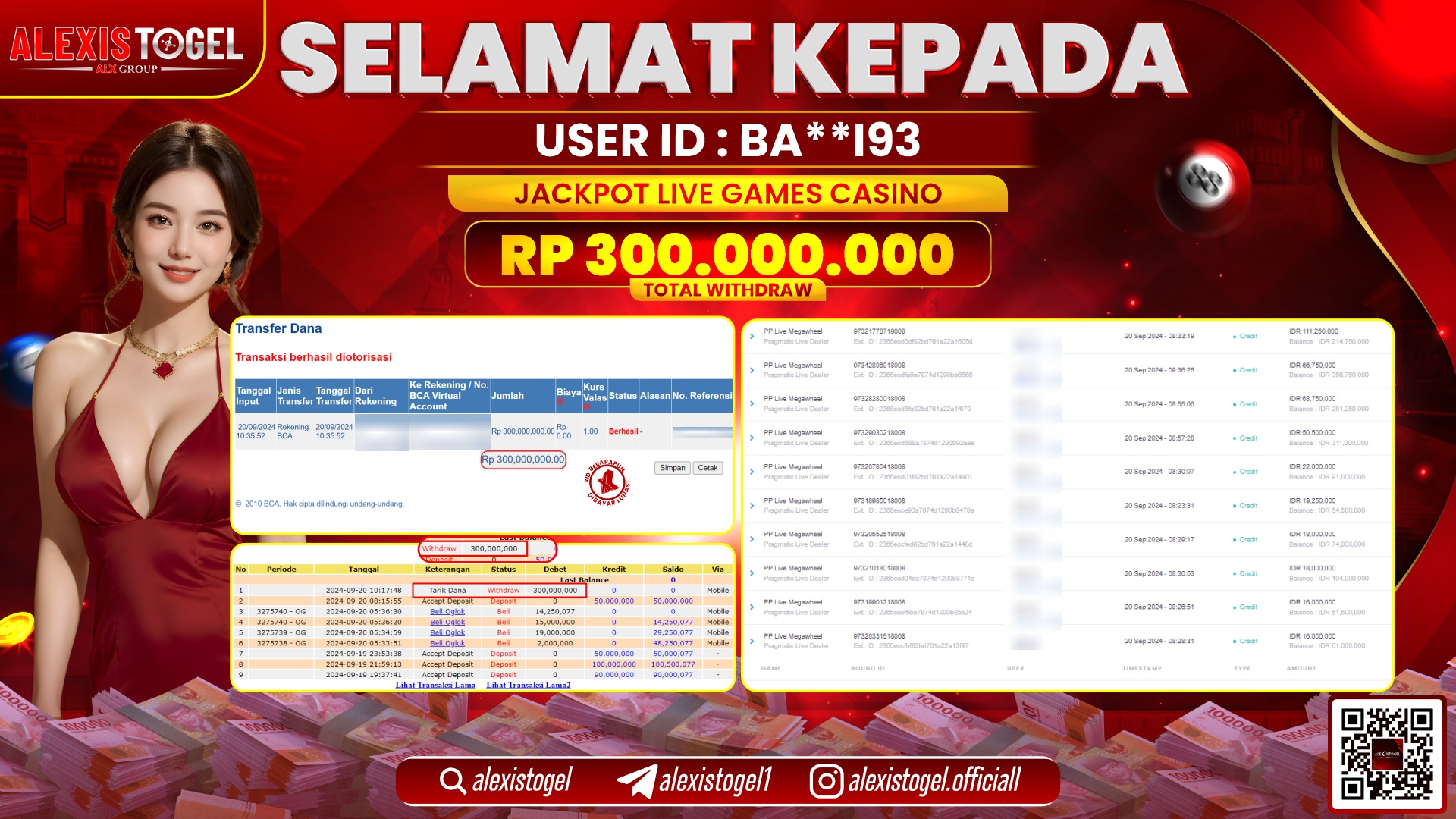 ALEXISTOGEL JACKPOT LIVE GAMES CASINO RP.300.000.000 LUNAS