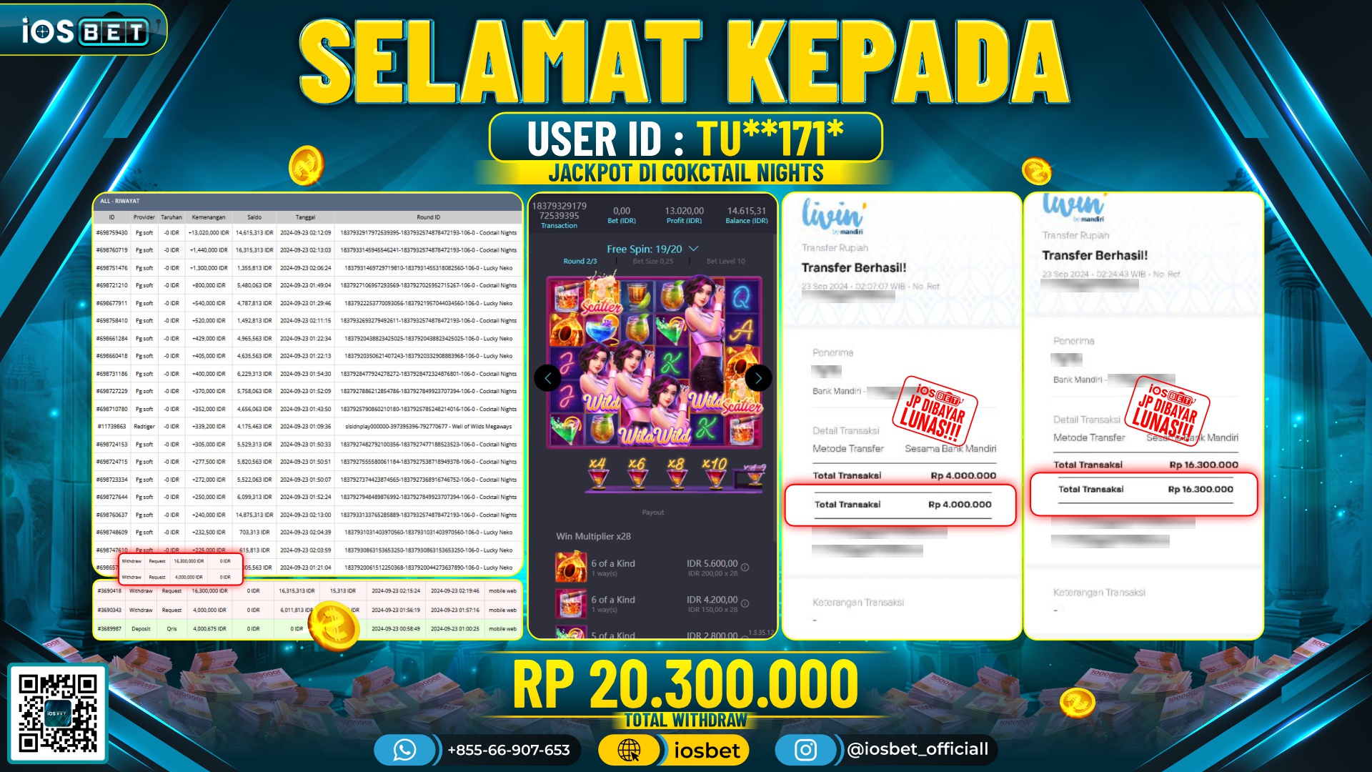 Bukti Pembayaran LUNAS SLOT GAME GACOR Rp.20.300.000,-
