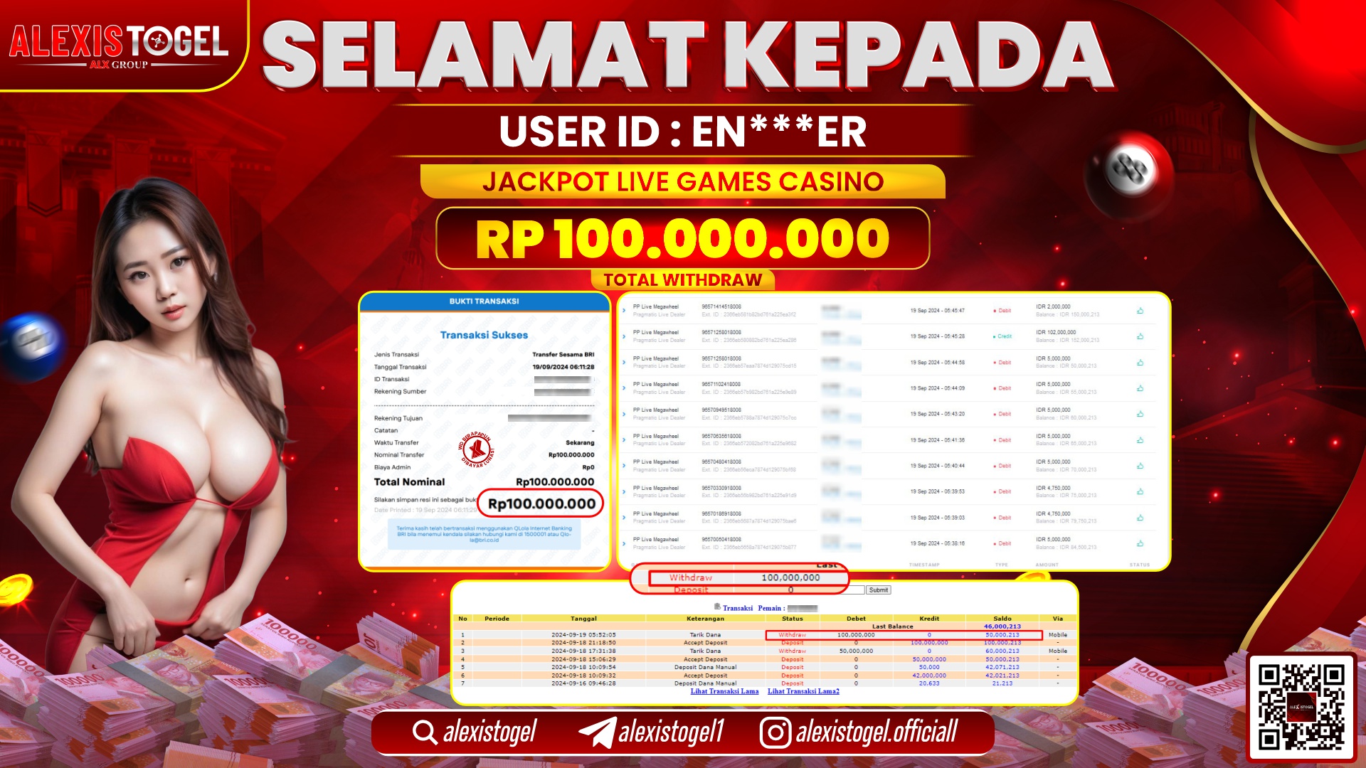 ALEXISTOGEL JACKPOT LIVE GAME CASINO RP.100.000.000 LUNAS