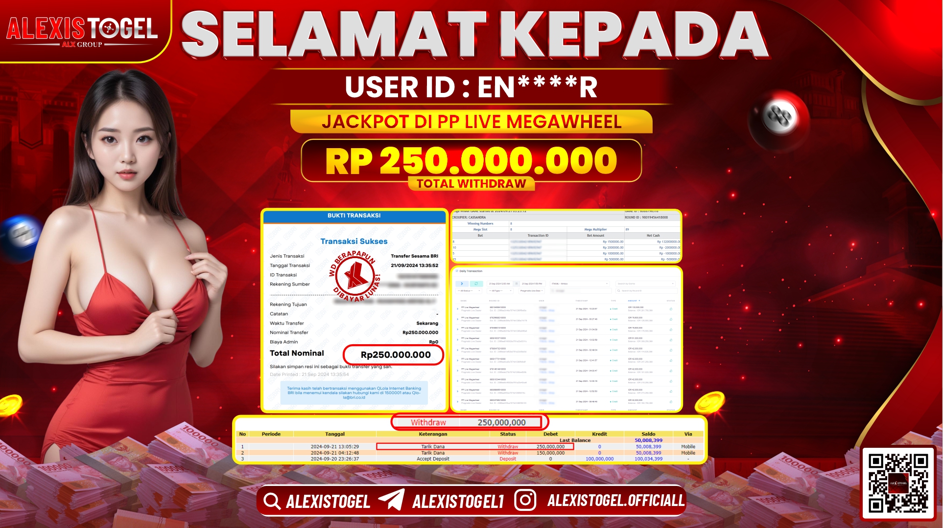 ALEXISTOGEL JACKPOT PP LIVE GAMES MEGAWHEEL RP.250.000.000 LUNAS