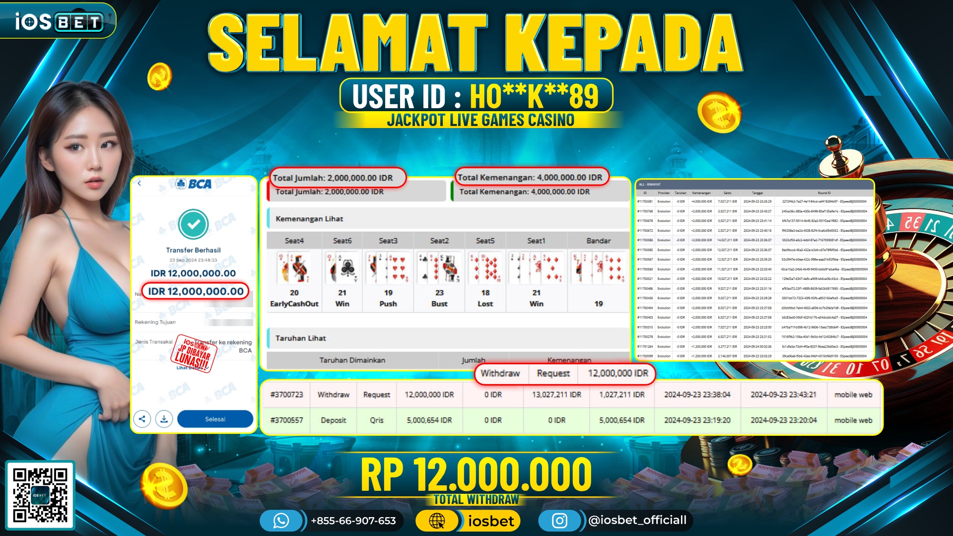 Bukti Pembayaran LUNAS LIVE GAME GACOR Rp.12.000.000,-