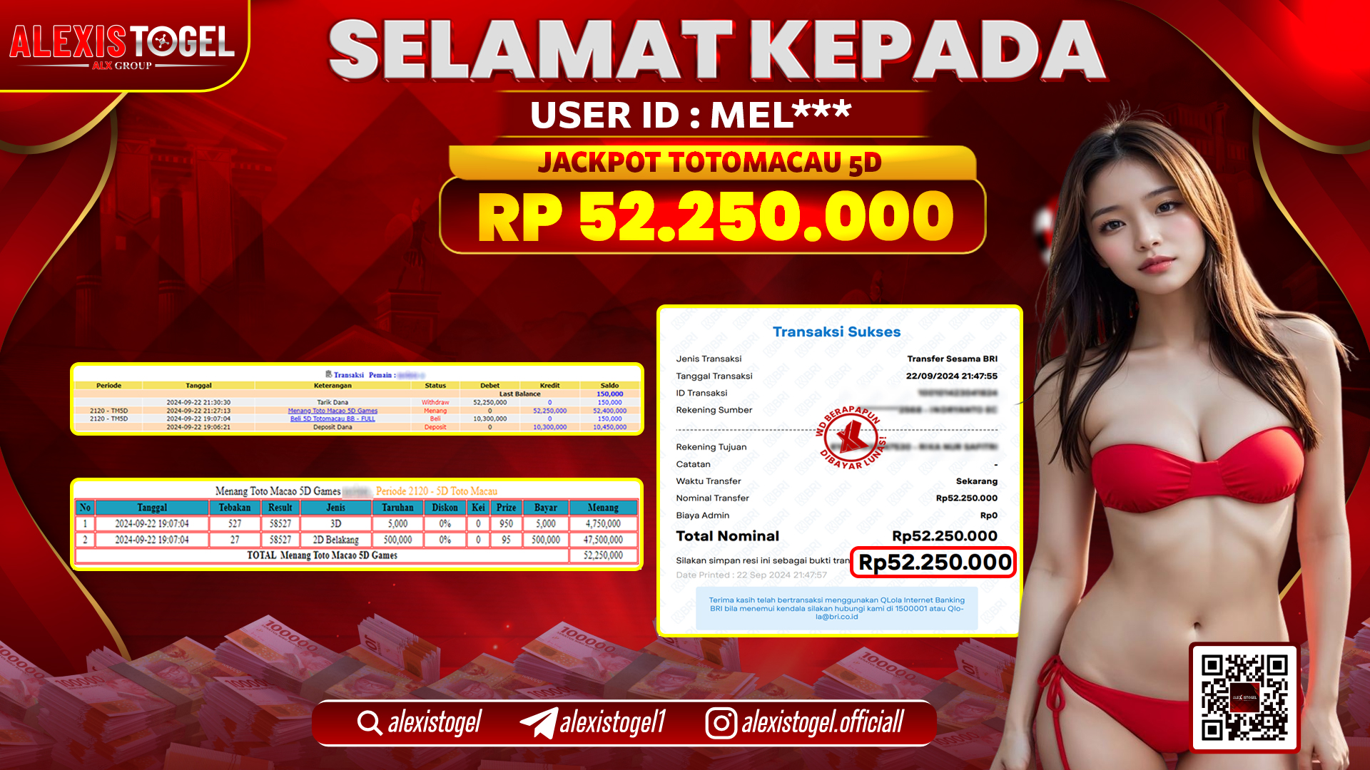 ALEXISTOGEL JACKPOT TOGEL TOTOMACAU 5D RP.52.250.000 LUNAS
